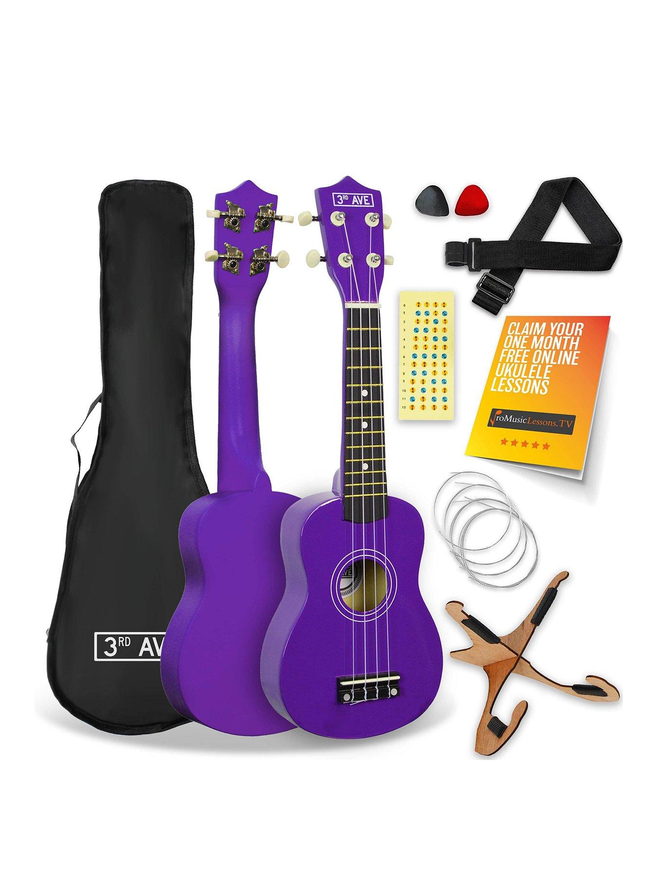 3rd-avenue-soprano-ukulele-21-inch-beginner-bundle-free-1-month-online-lessons-purple