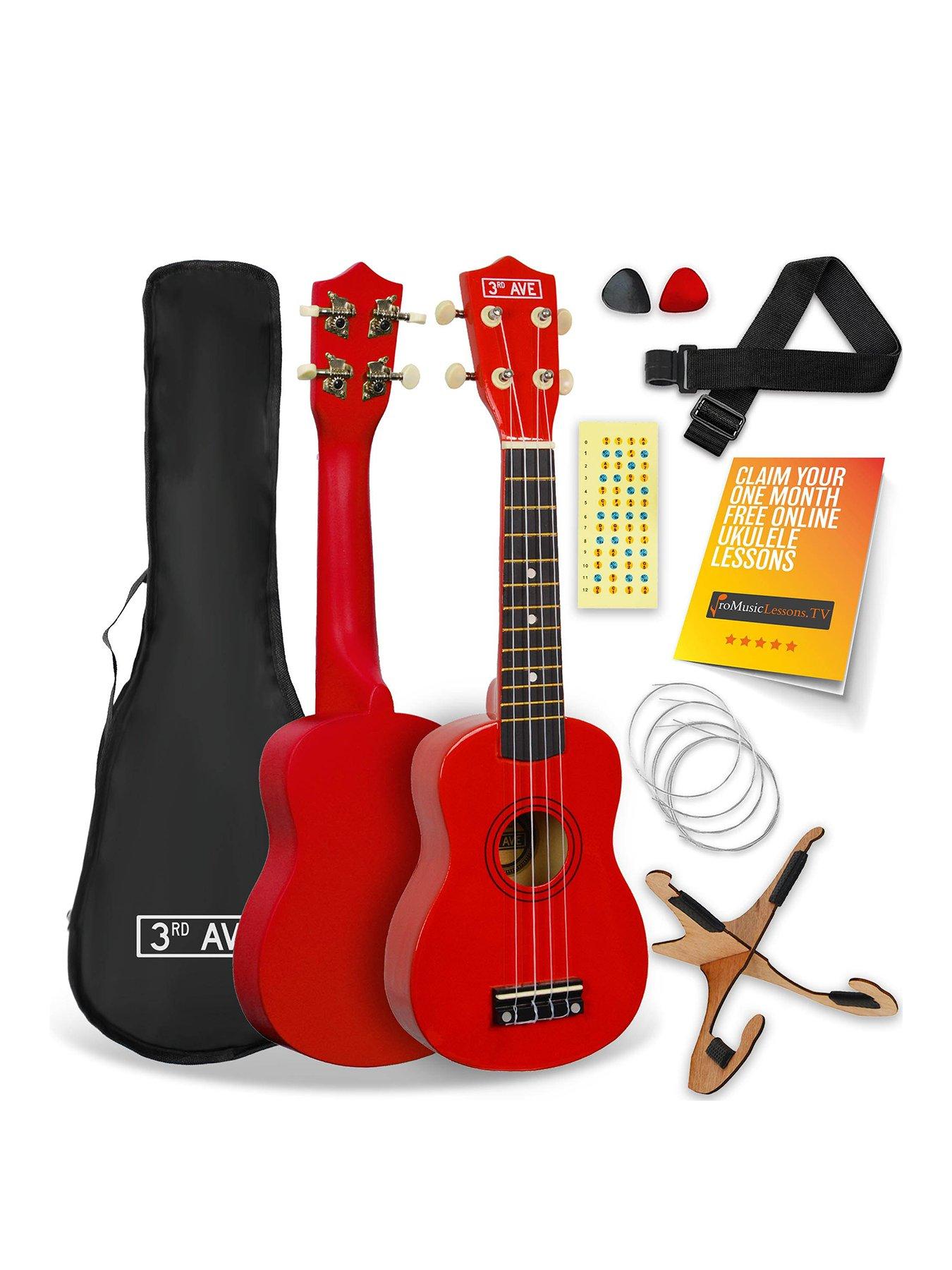 3rd-avenue-soprano-ukulele-21-inch-beginner-bundle-free-1-month-online-lessons-red