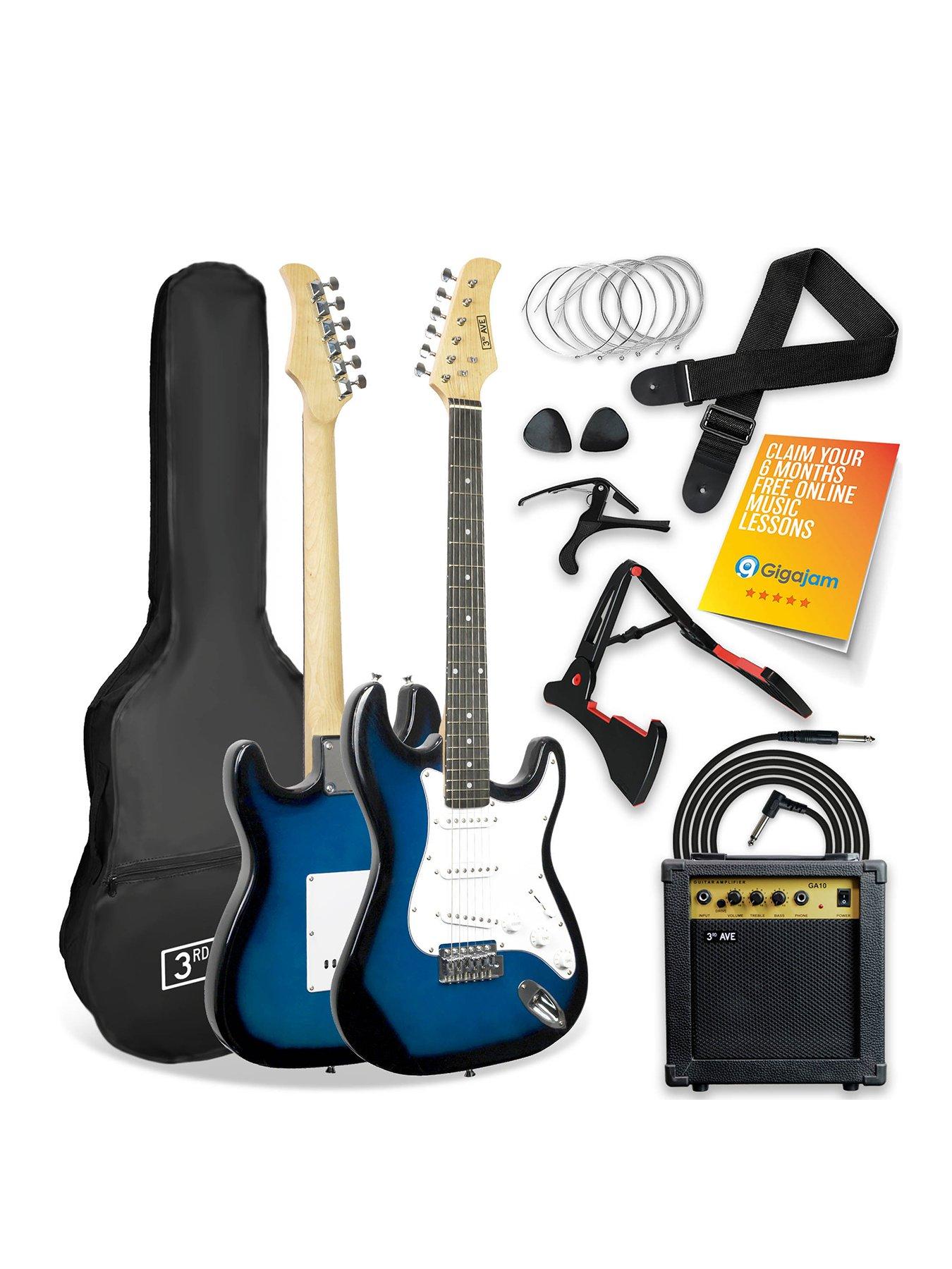 3rd Avenue Full Size Bass Guitar Ultimate Kit with 15W Amp - 6 Months FREE  Lessons - White