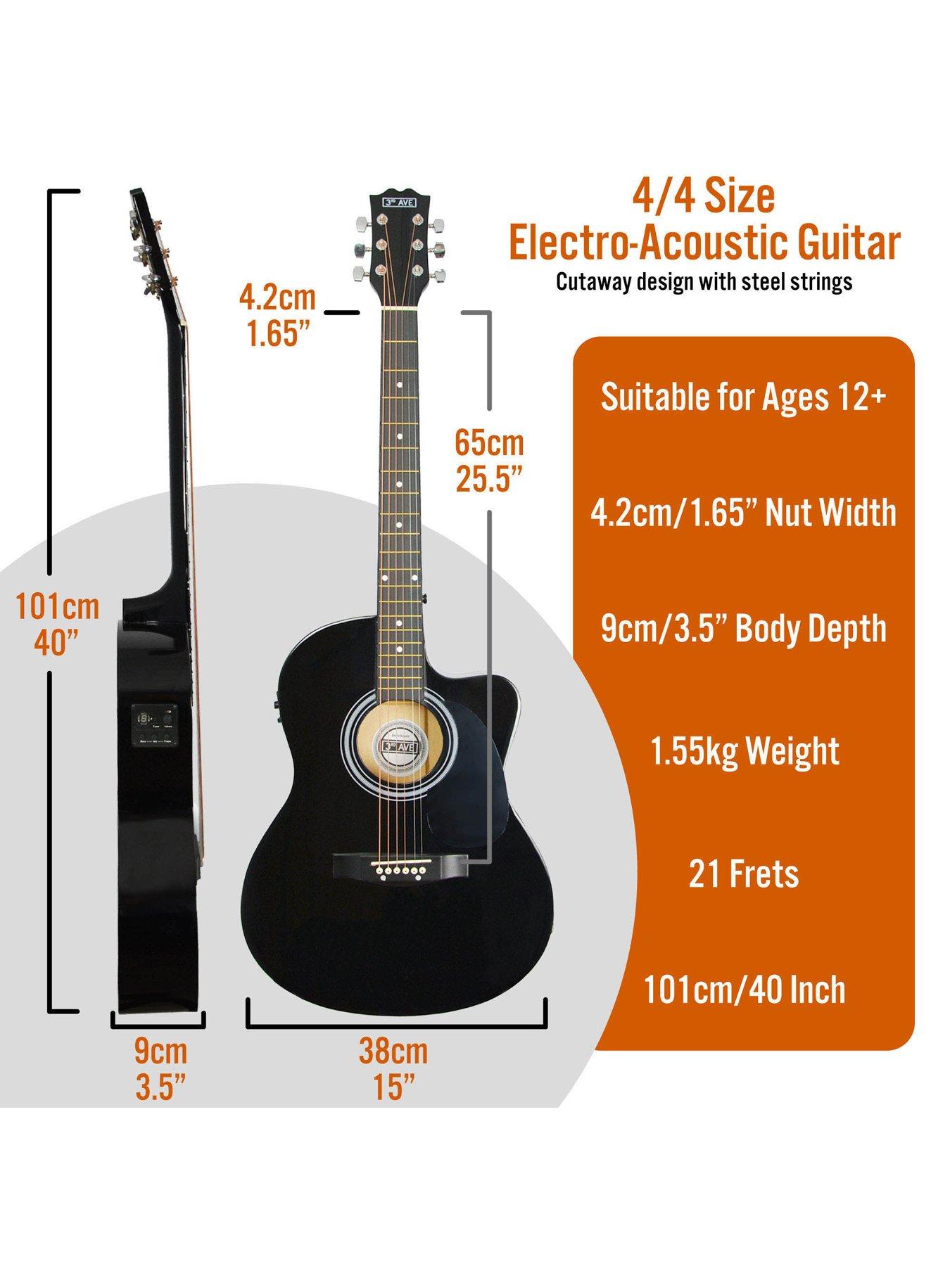 Image 2 of 6 of 3rd Avenue Cutaway Electro Acoustic Guitar Pack - Black