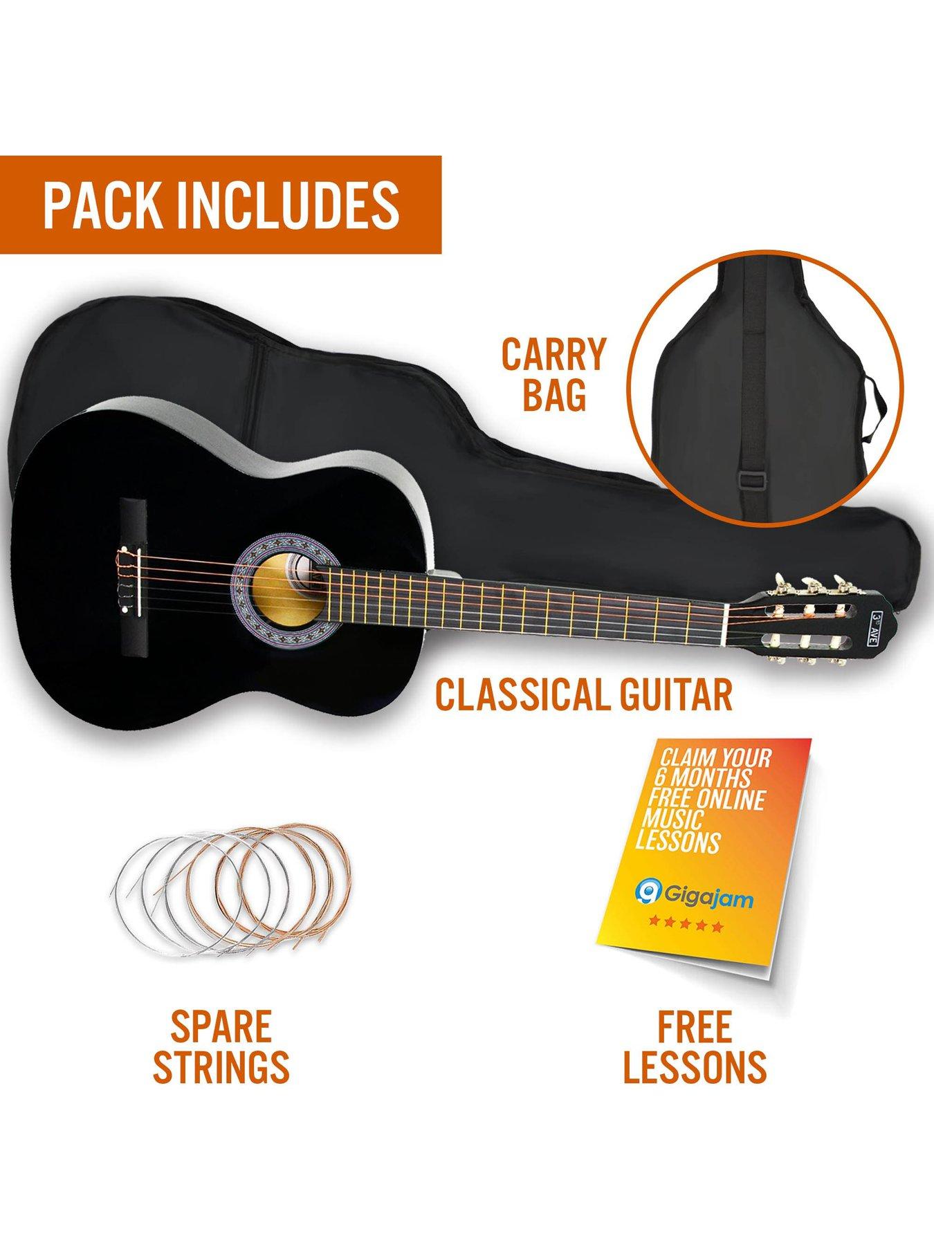 Image 3 of 6 of 3rd Avenue Full Size 4/4 Classical Guitar Beginner Bundle - 6 Months FREE Lessons - Black