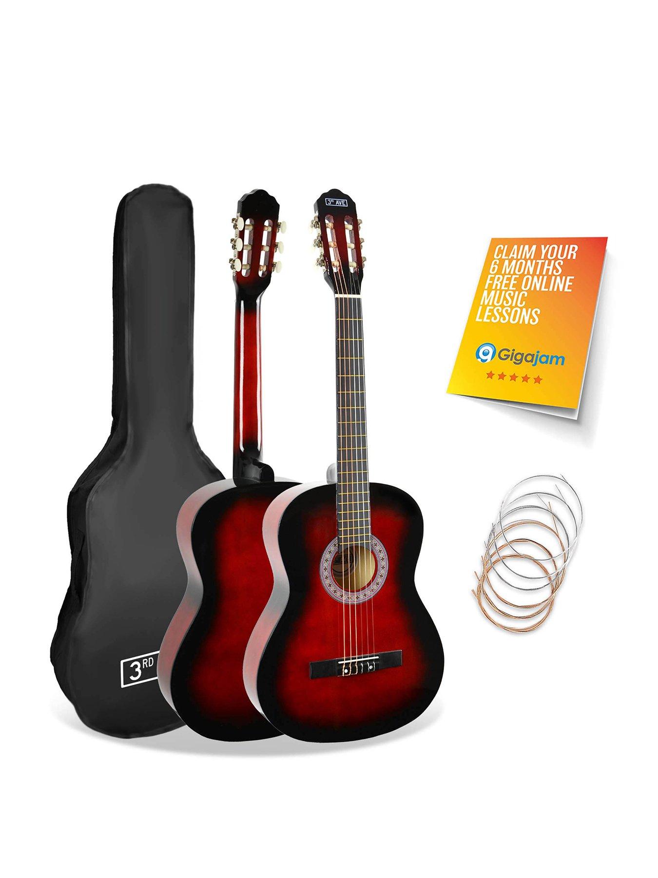 Image 1 of 6 of 3rd Avenue Full Size 4/4 Classical Guitar Beginner Bundle - 6 Months FREE Lessons - Redburst