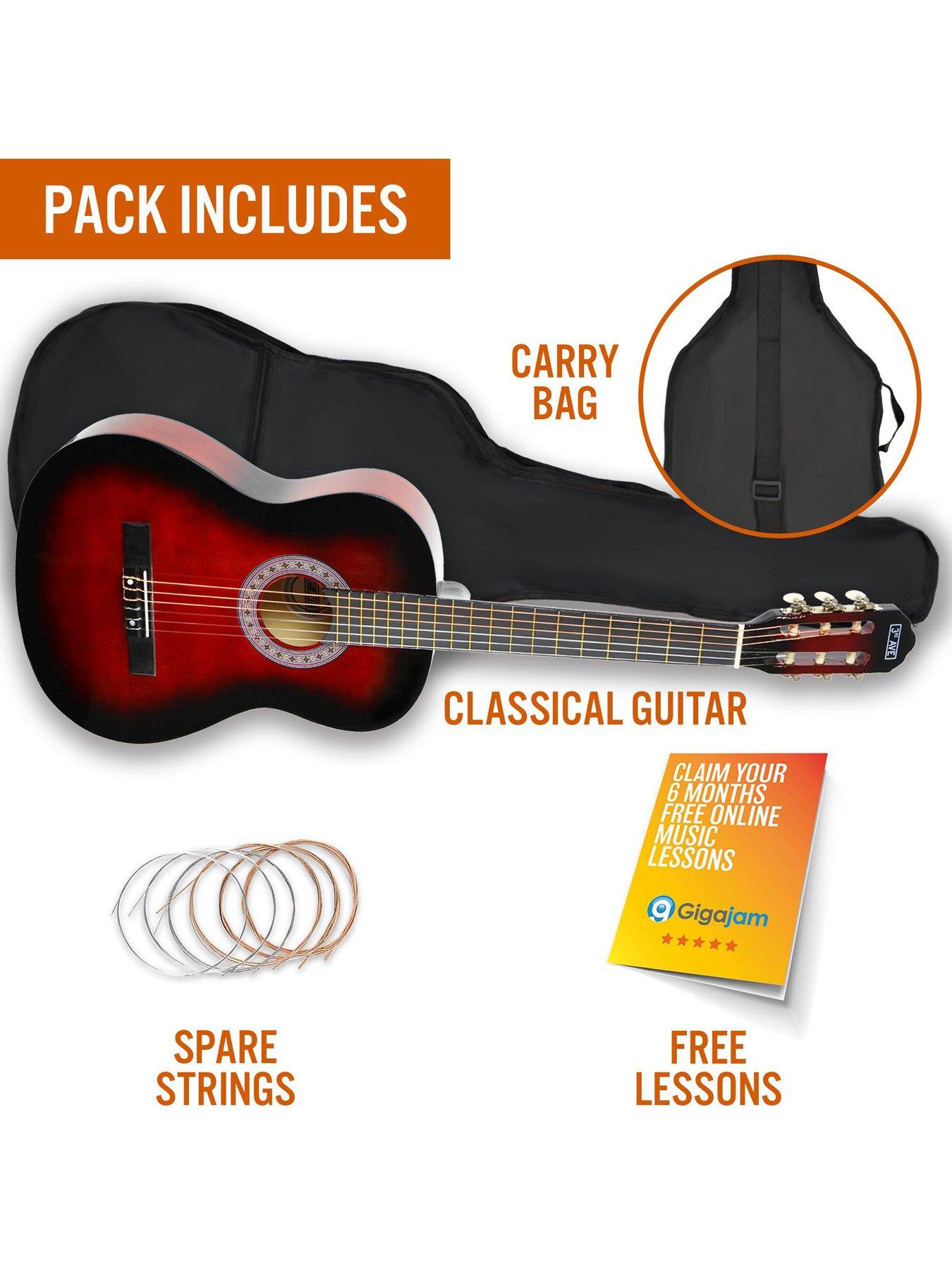 Image 3 of 6 of 3rd Avenue Full Size 4/4 Classical Guitar Beginner Bundle - 6 Months FREE Lessons - Redburst