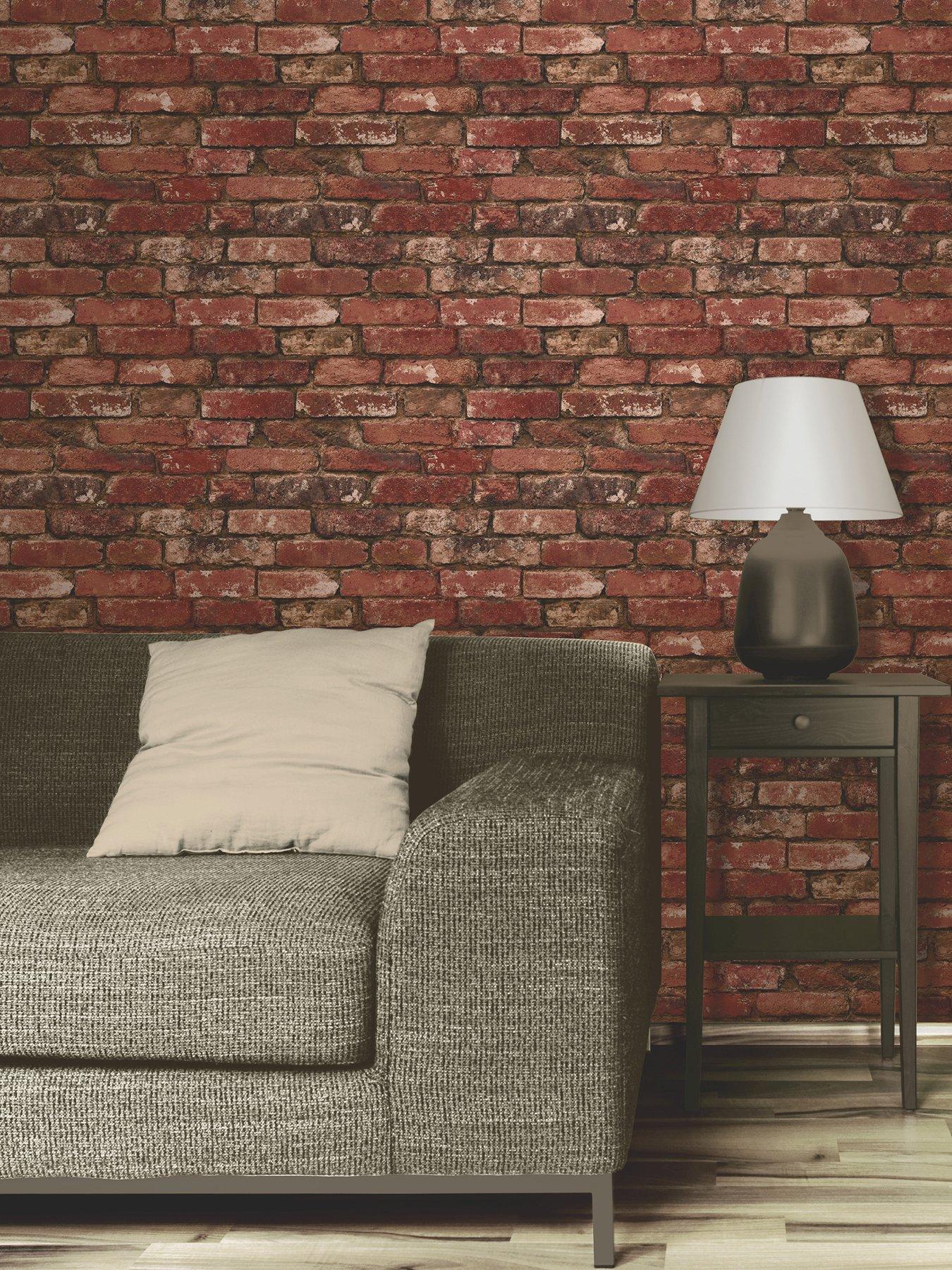 Image 1 of 2 of Fine Decor Rustic Red Brick Wallpaper