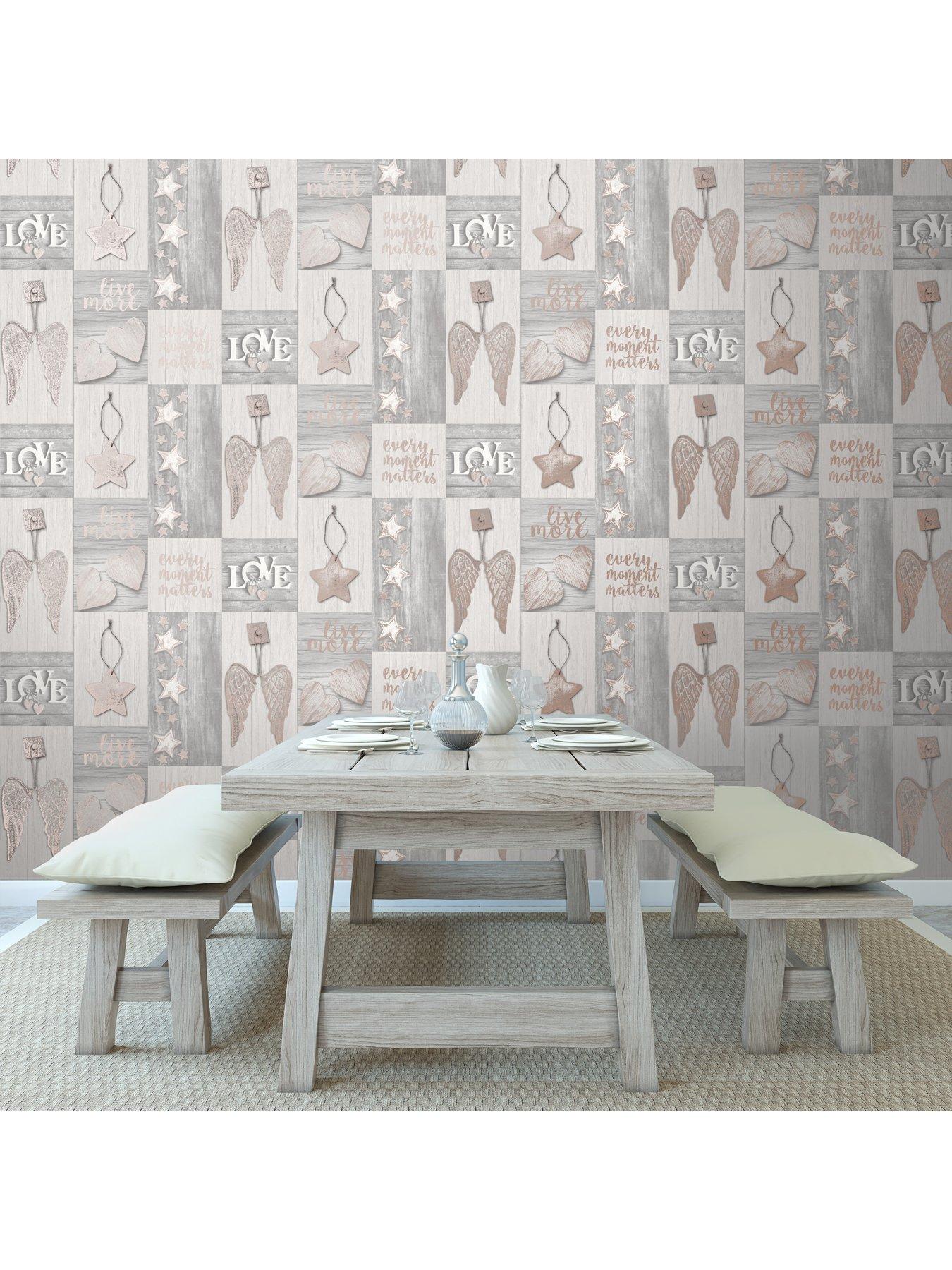 undefined Crown Starlight Home Rose Gold  &  Grey Wallpaper