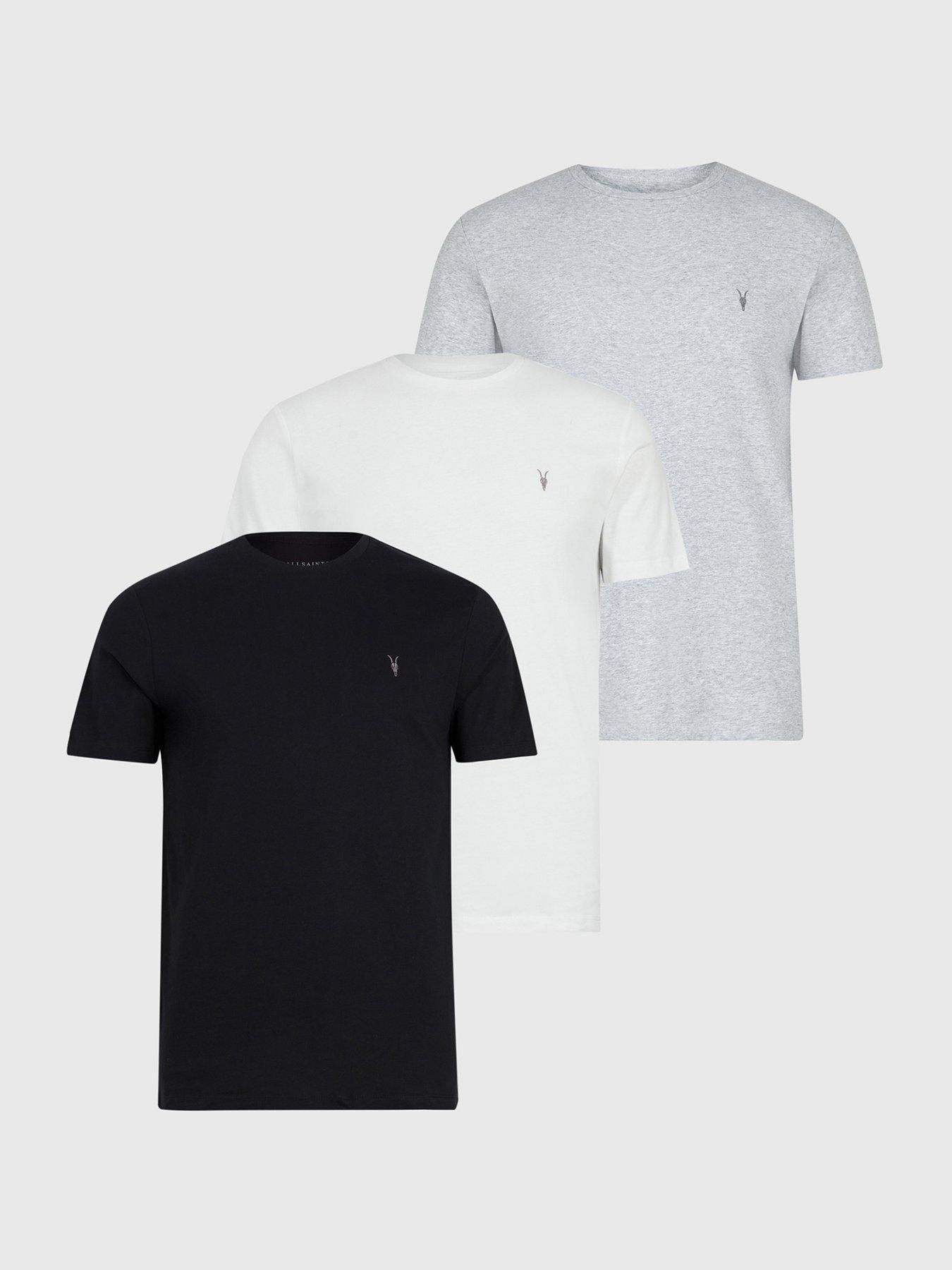 AllSaints 3 Pack Tonic T-Shirt - Grey/Black/White