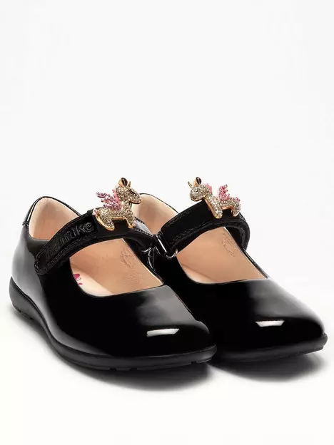 prod1090695897: Bliss Unicorn Dolly Wide Fit School Shoe - Black