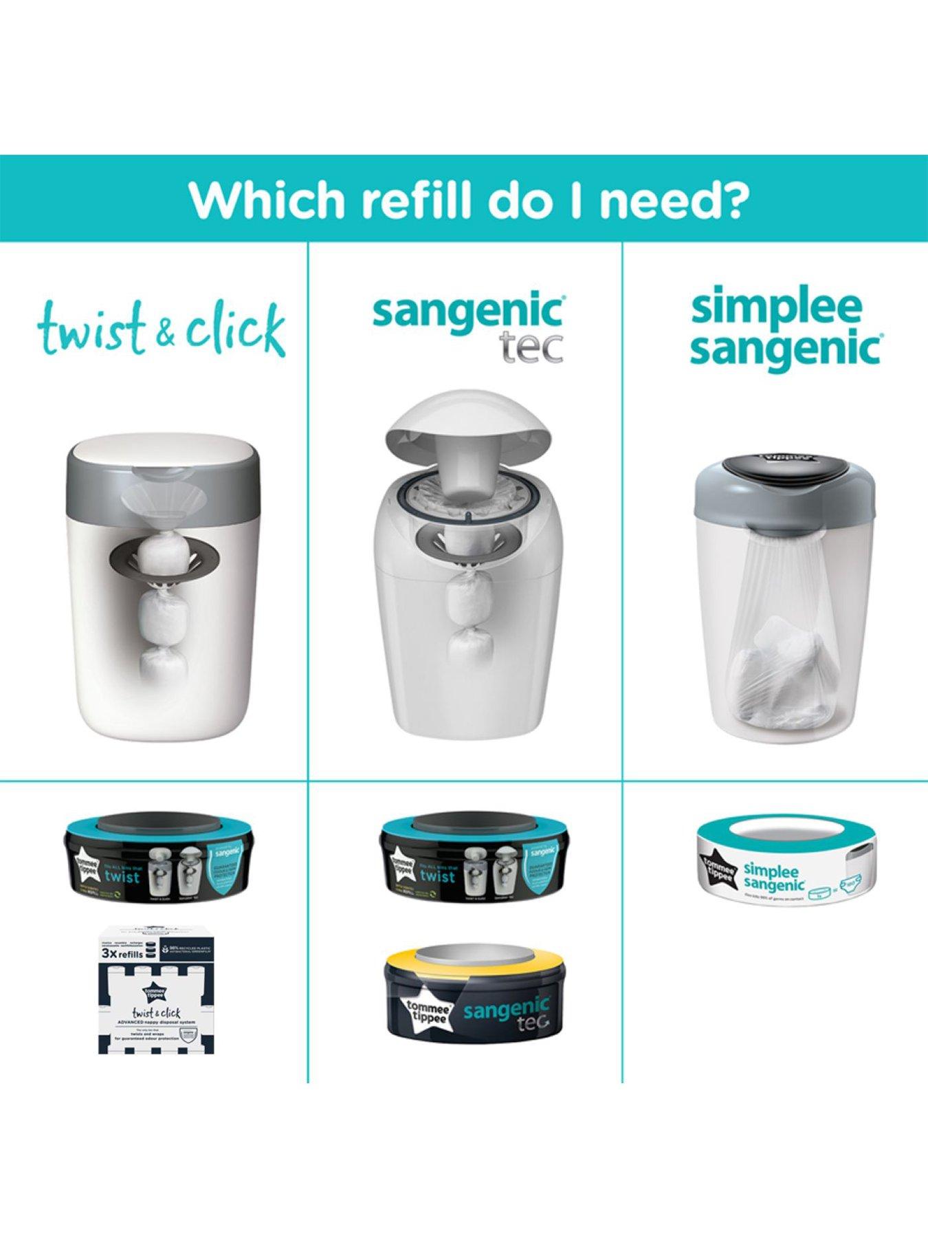 Image 6 of 7 of Tommee Tippee Tommee Tippee Twist and Click Advanced Nappy Bin Refill Cassettes, Sustainably Sourced Antibacterial GREENFILM, Pack of 6