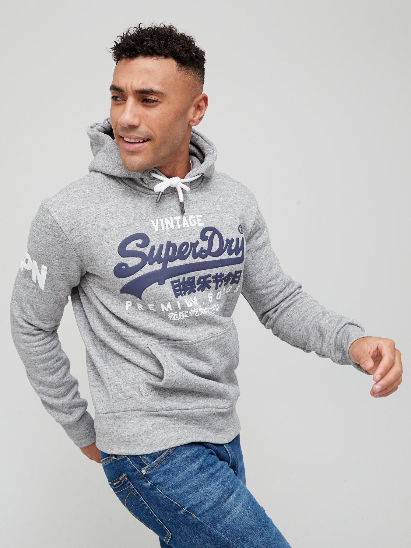 Superdry grey store hoodie mens