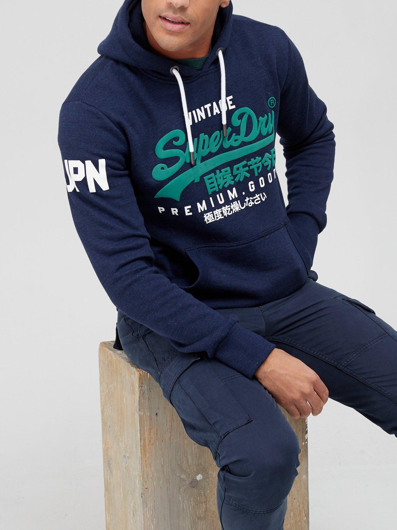 Superdry Organic Cotton Vintage Logo Hoodie - Dark Blue