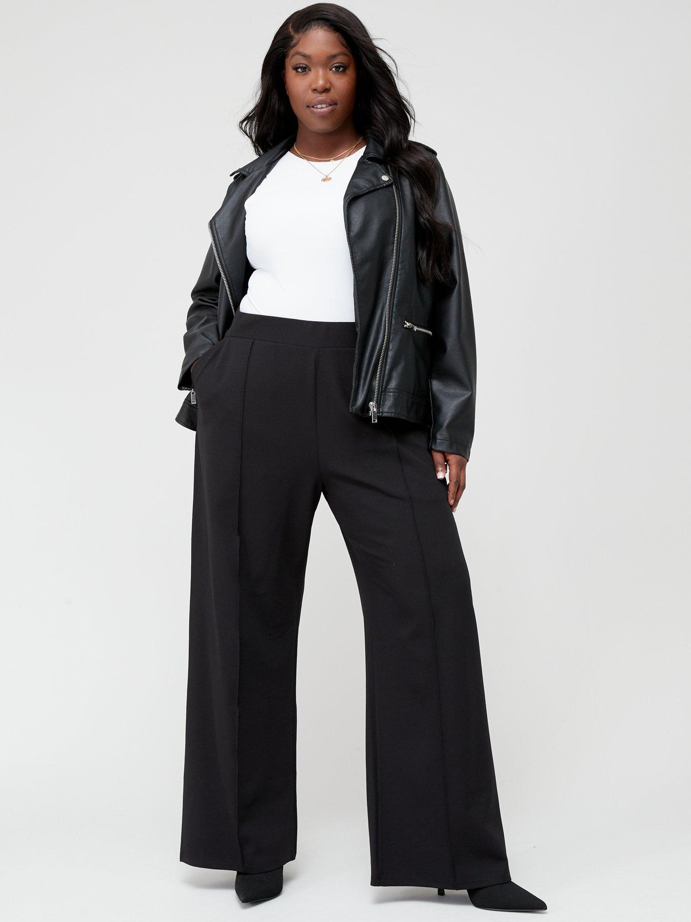 Image 1 of 4 of V by Very Curve Wide Leg Stretch&nbsp;Trouser - Black