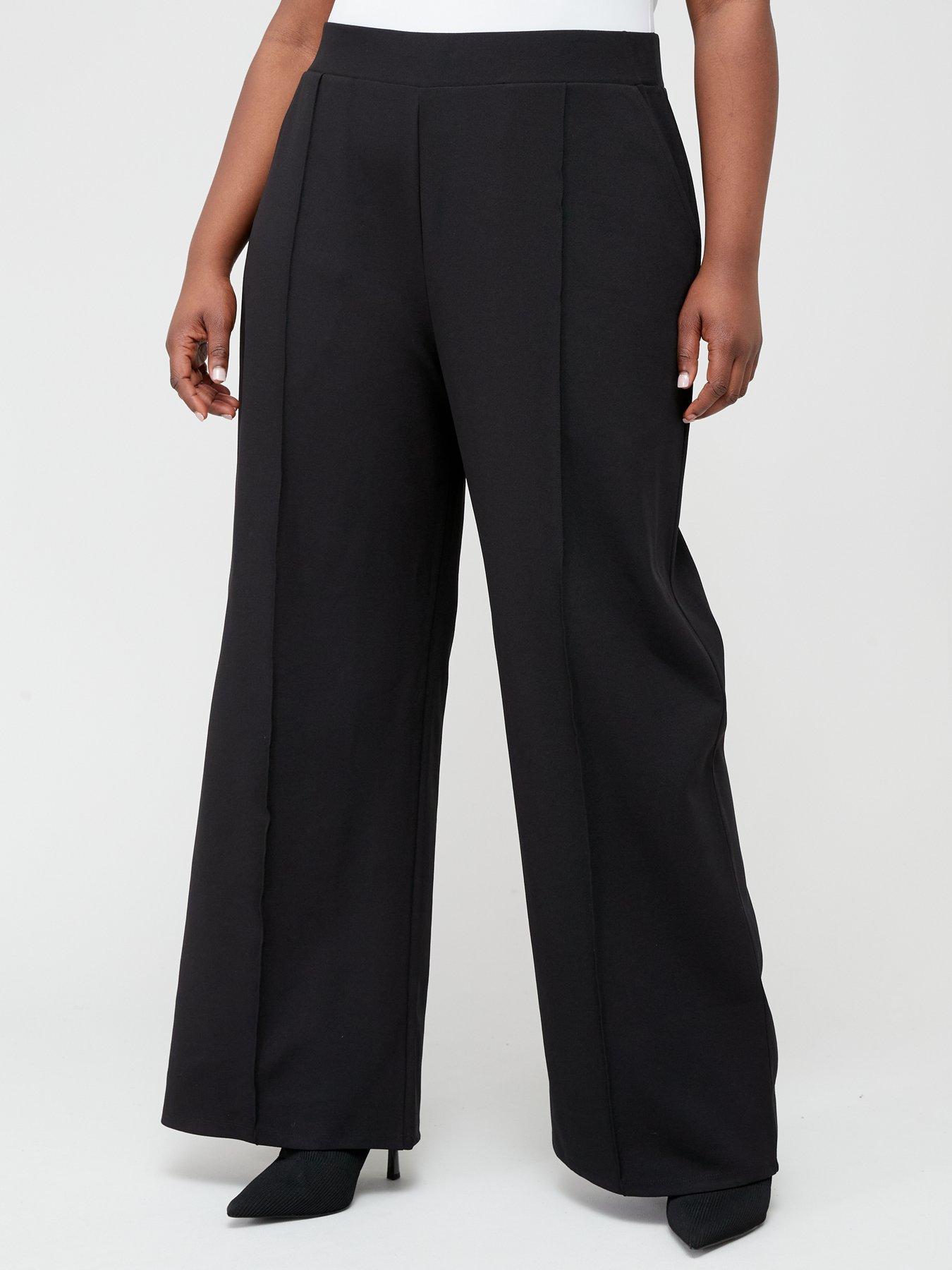 Image 3 of 4 of V by Very Curve Wide Leg Stretch&nbsp;Trouser - Black