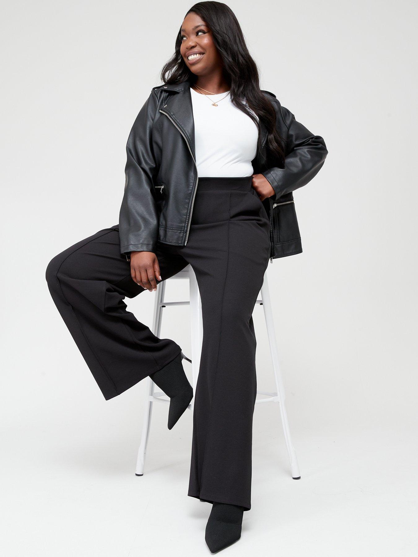 Image 4 of 4 of V by Very Curve Wide Leg Stretch&nbsp;Trouser - Black
