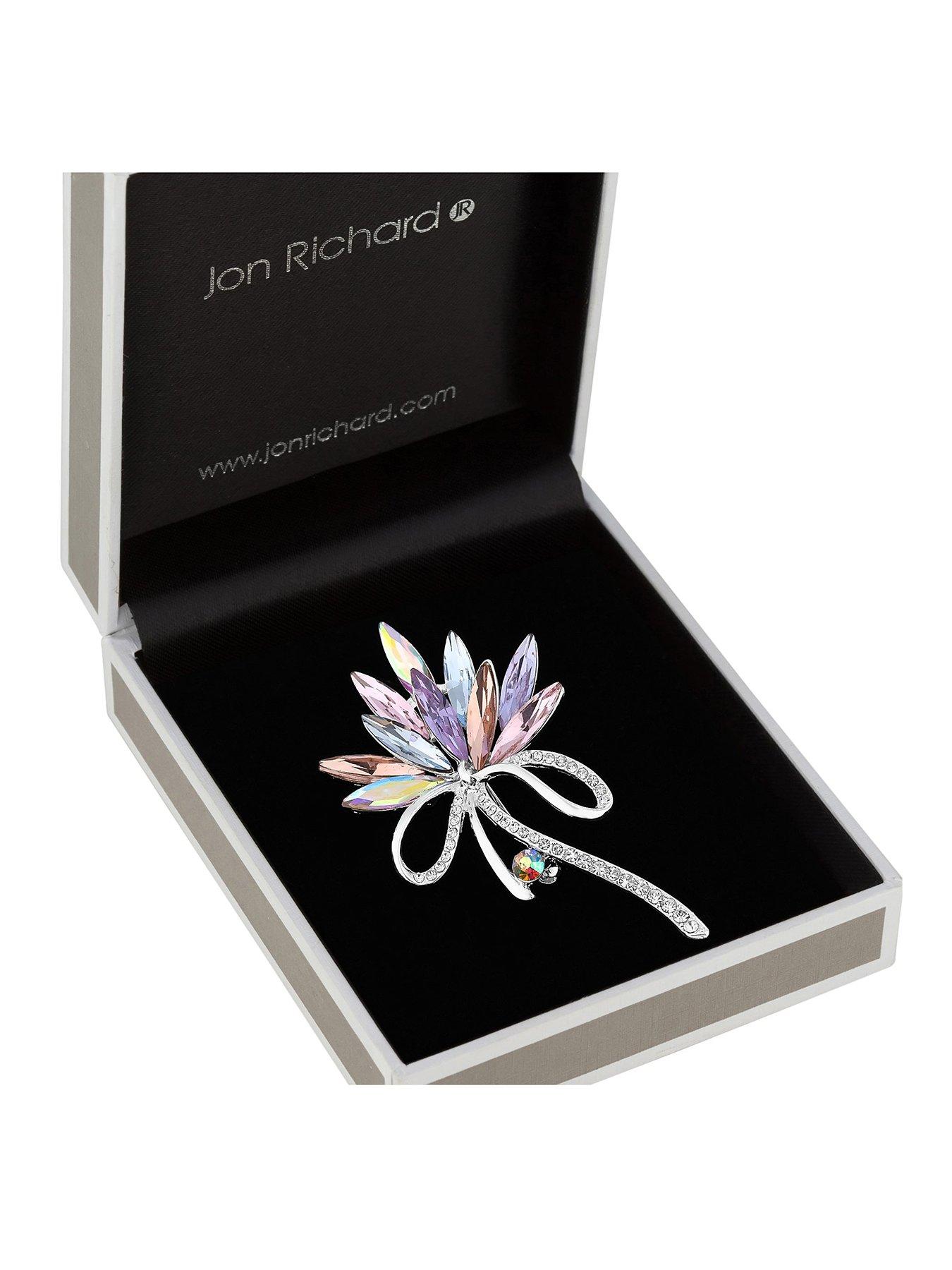 Image of Jon Richard Pink Tones Navette And Crystal Pave Ribbon Brooch
