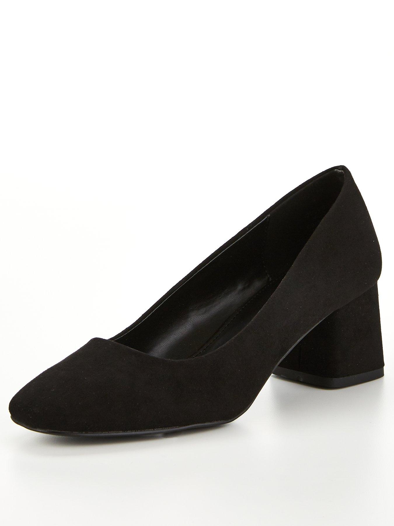 Everyday Wide Fit Square Toe Low Block Court Shoe Black Very Ireland