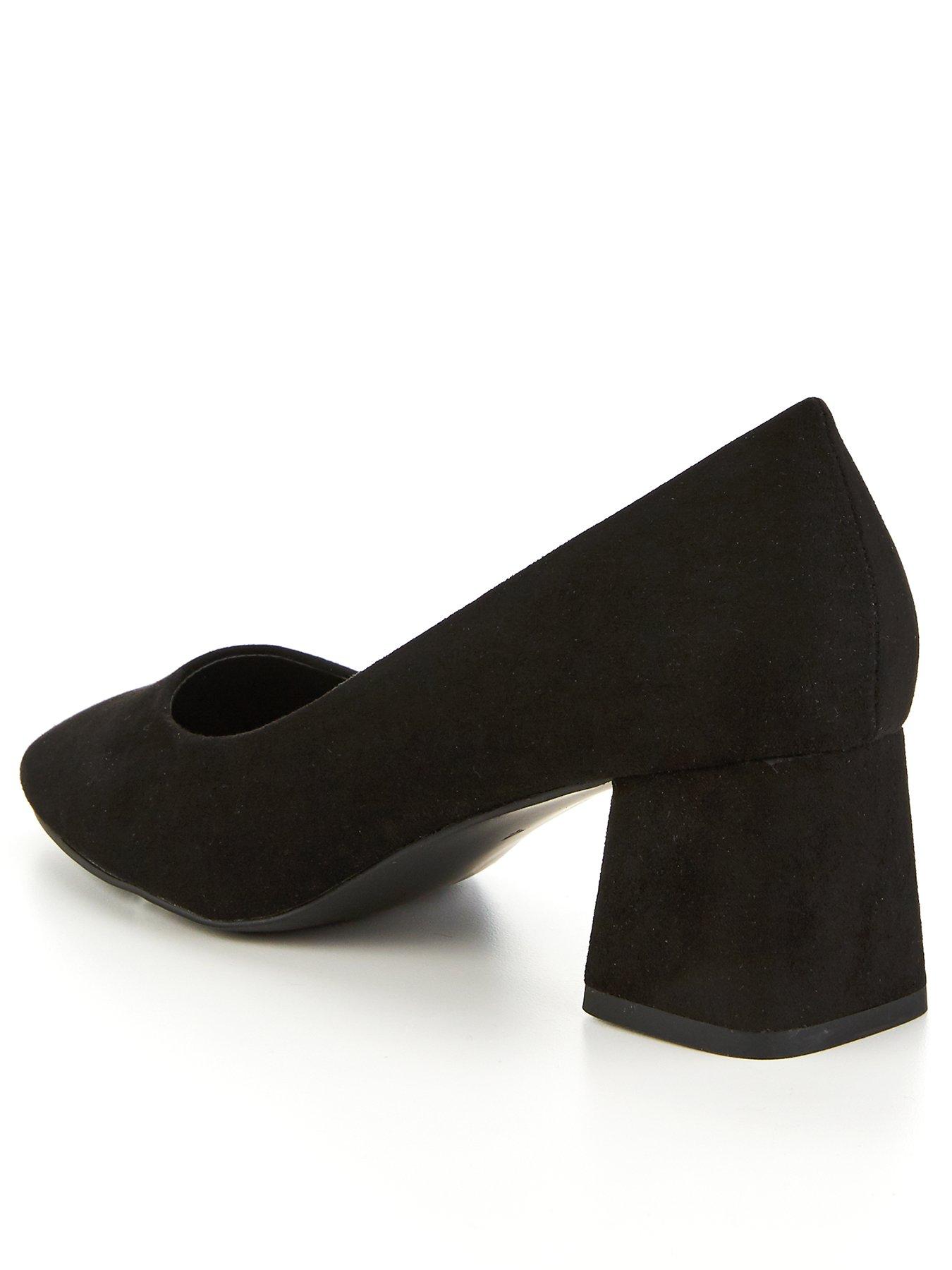 Ladies wide fit black clearance court shoes