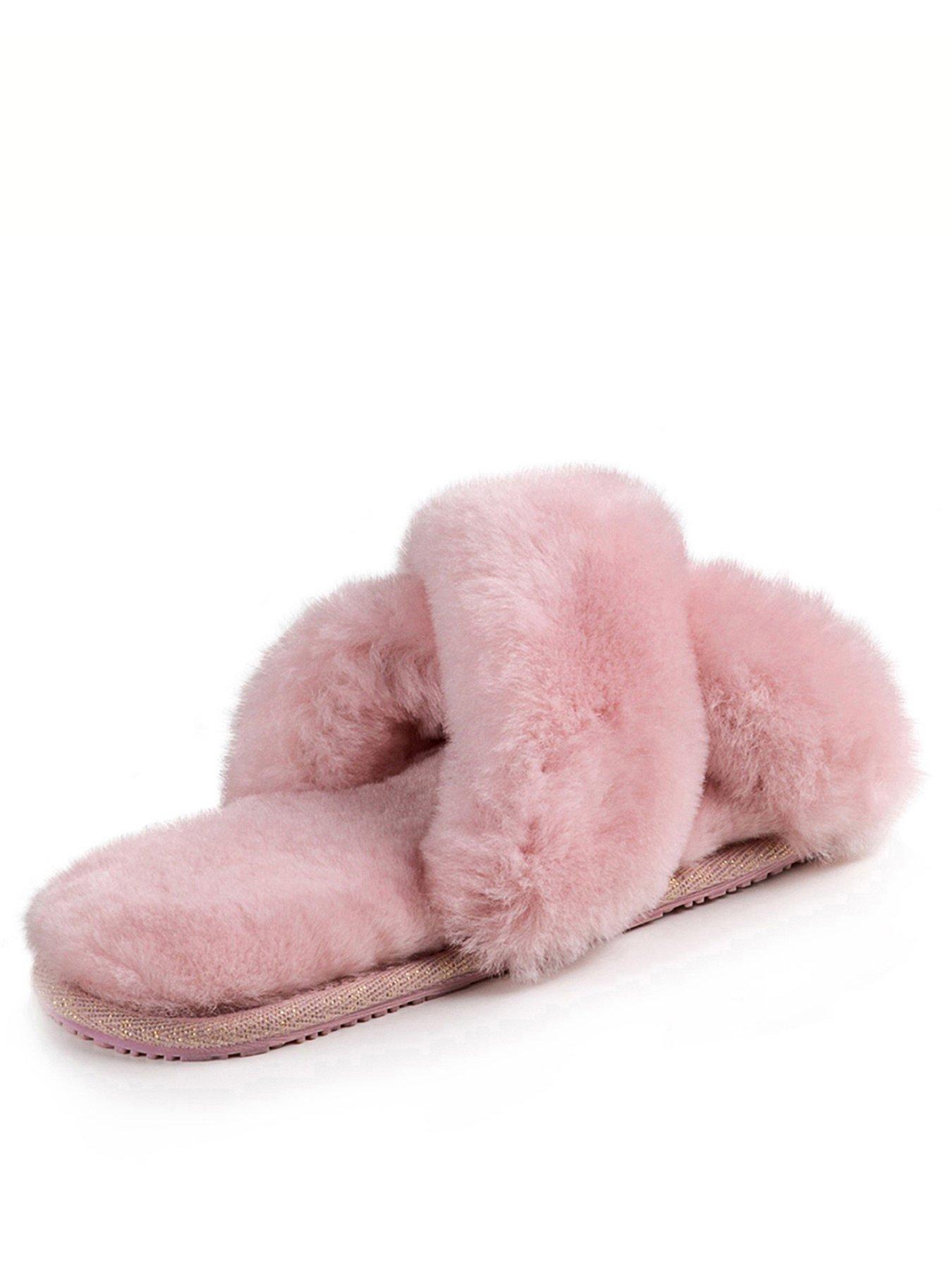 just-sheepskin-daisy-open-toe-cross-over-sheepskin-slider-slipper-rosestillFront