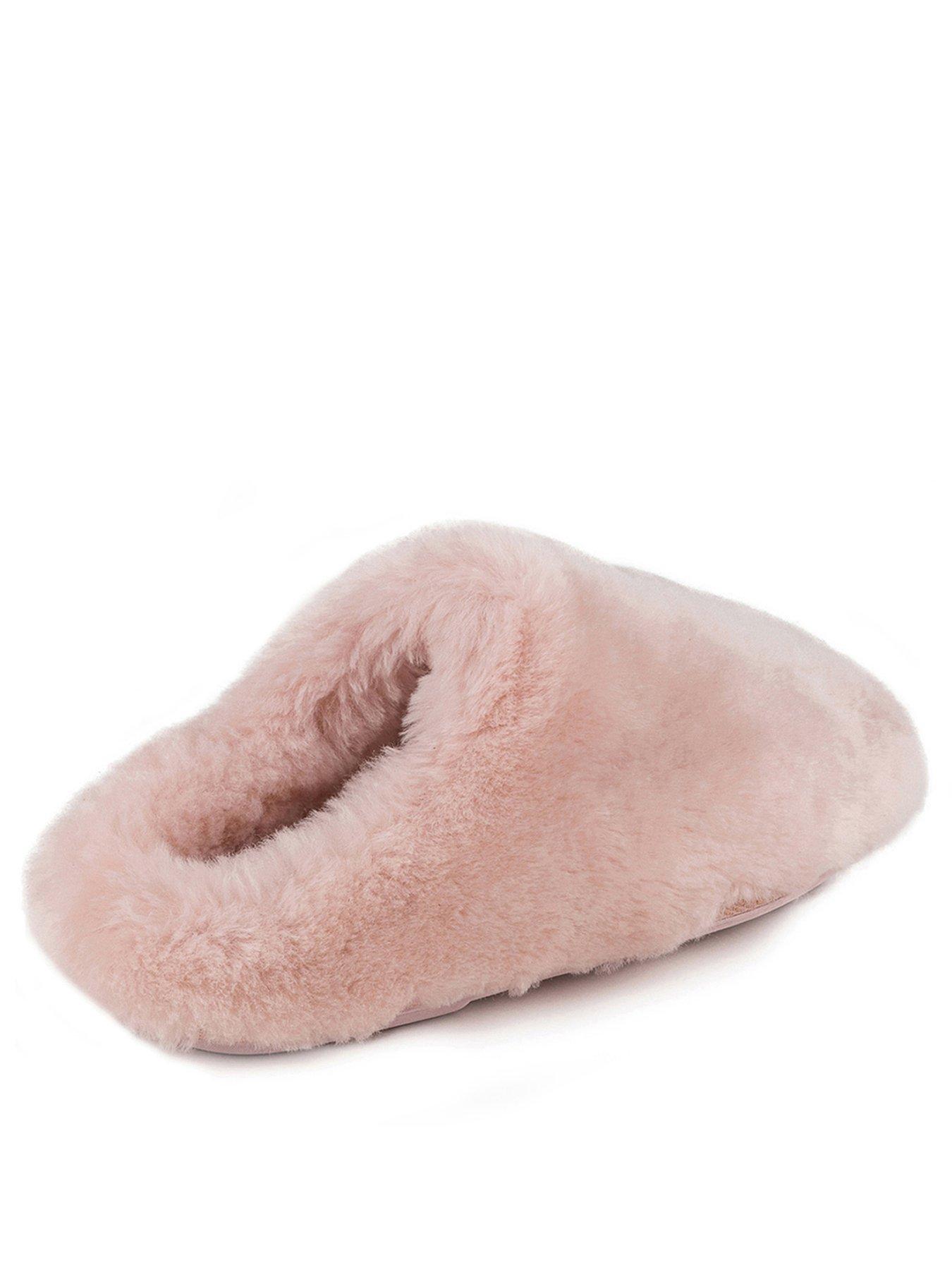 just-sheepskin-louise-full-sheepskin-swept-back-mule-slipper-rosestillFront