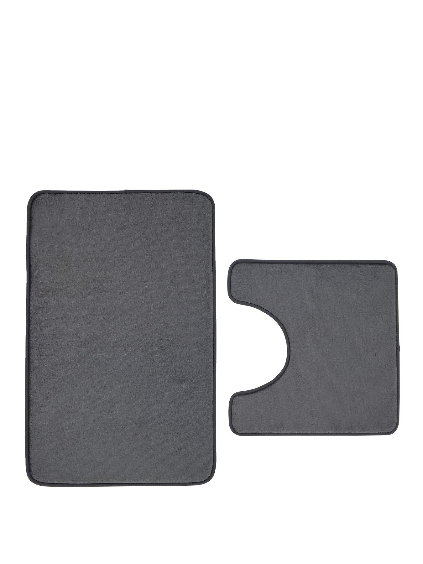 Catherine Lansfield Anti Bacterial Memory Foam Bath Mat  &  Pedestal Mat Set
