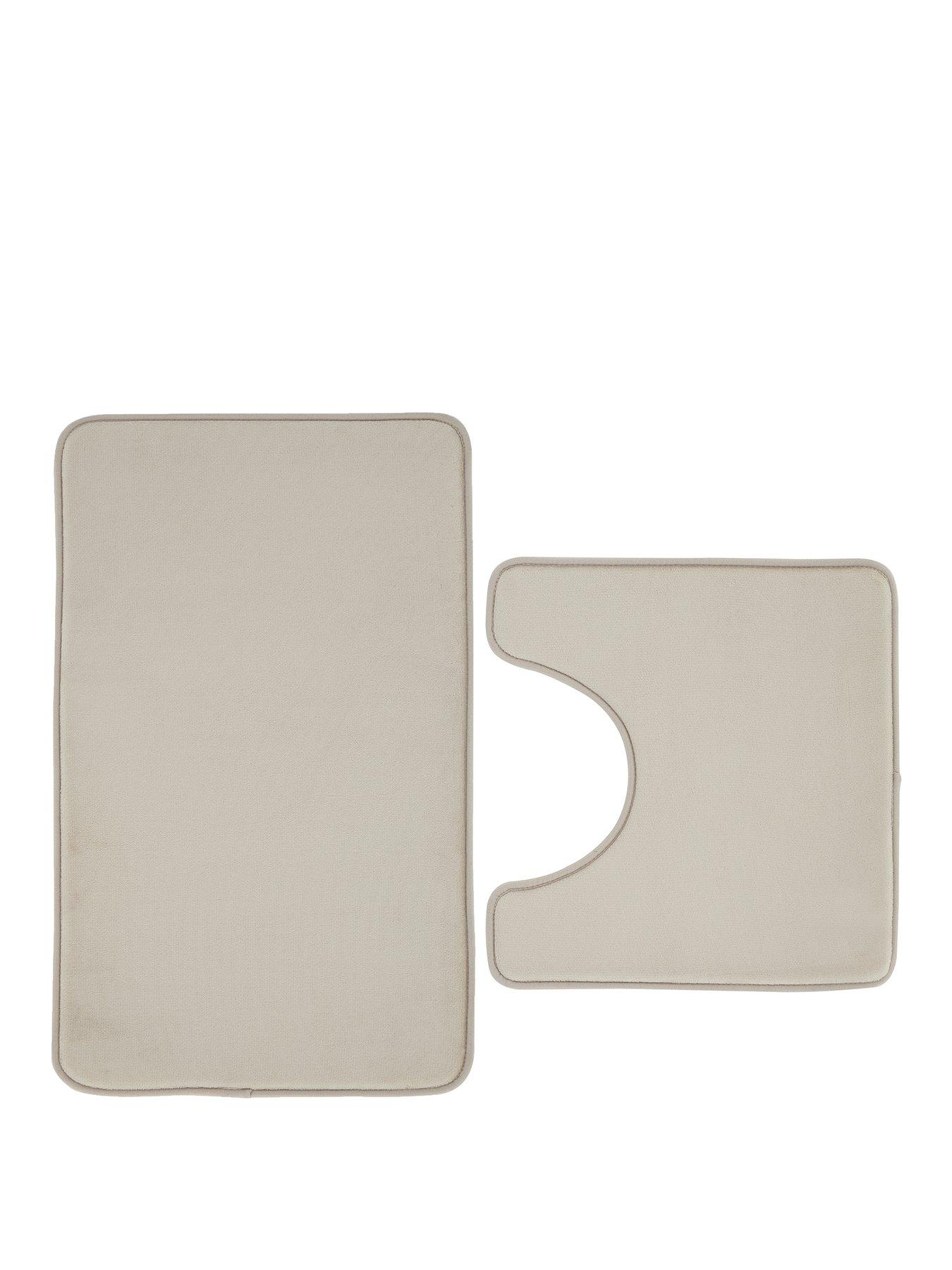 Catherine Lansfield Anti Bacterial Memory Foam Bath Mat  &  Pedestal Mat Set