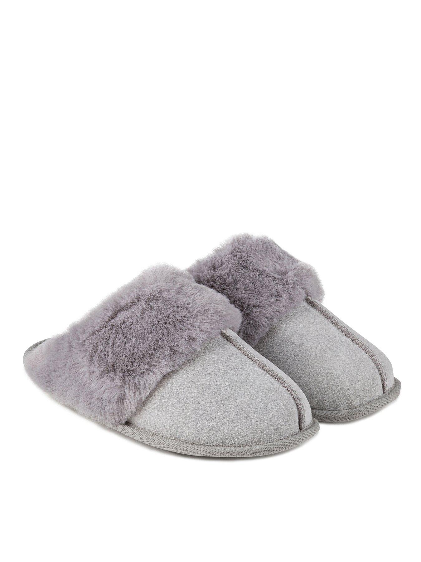 TOTES Isotoner Real Suede Mule Slipper - Grey