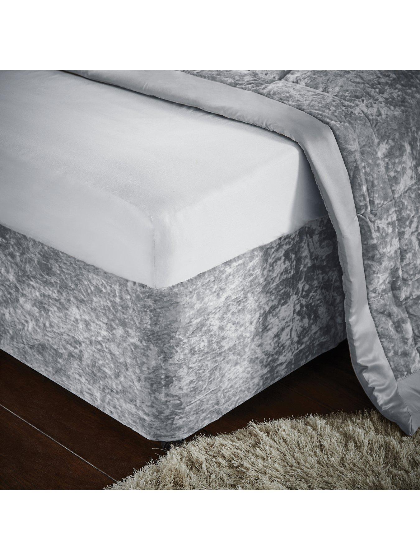 Image 1 of 6 of Catherine Lansfield Crushed Velvet Divan Base Wrap - Silver