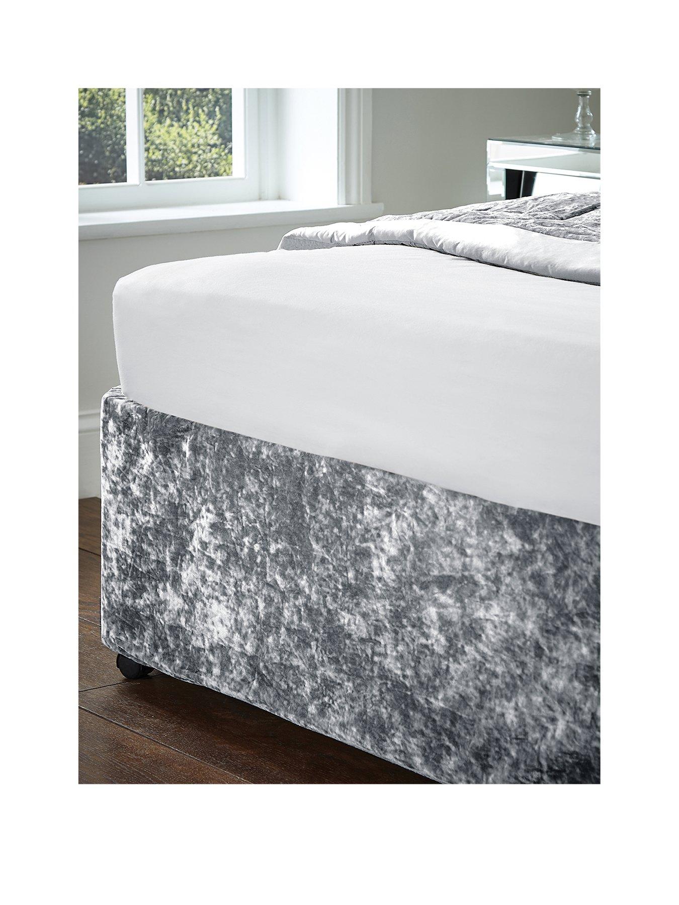 Image 2 of 6 of Catherine Lansfield Crushed Velvet Divan Base Wrap - Silver