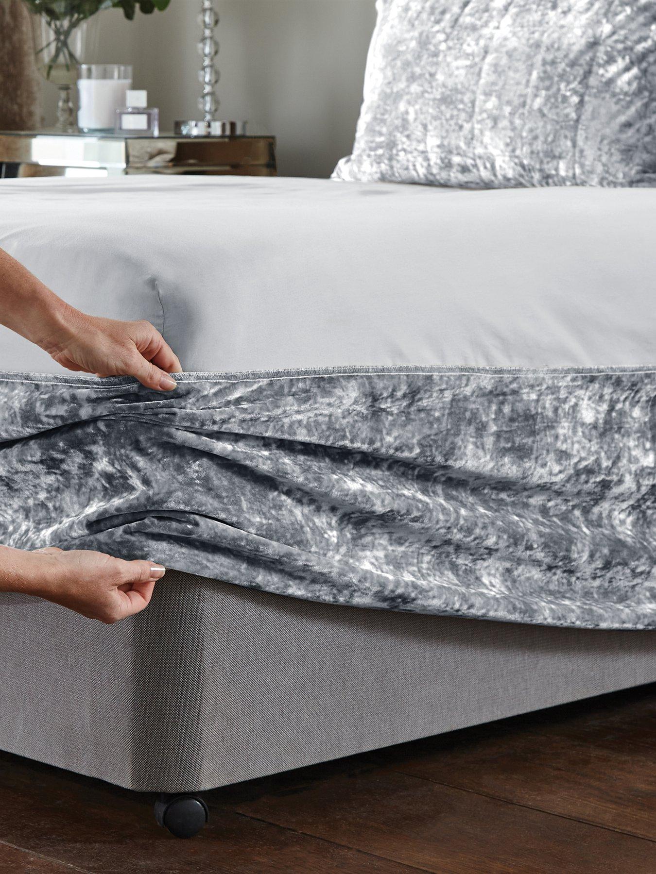 Image 3 of 6 of Catherine Lansfield Crushed Velvet Divan Base Wrap - Silver