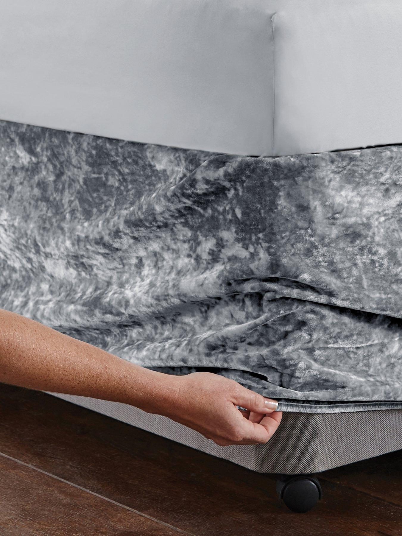 Image 4 of 6 of Catherine Lansfield Crushed Velvet Divan Base Wrap - Silver