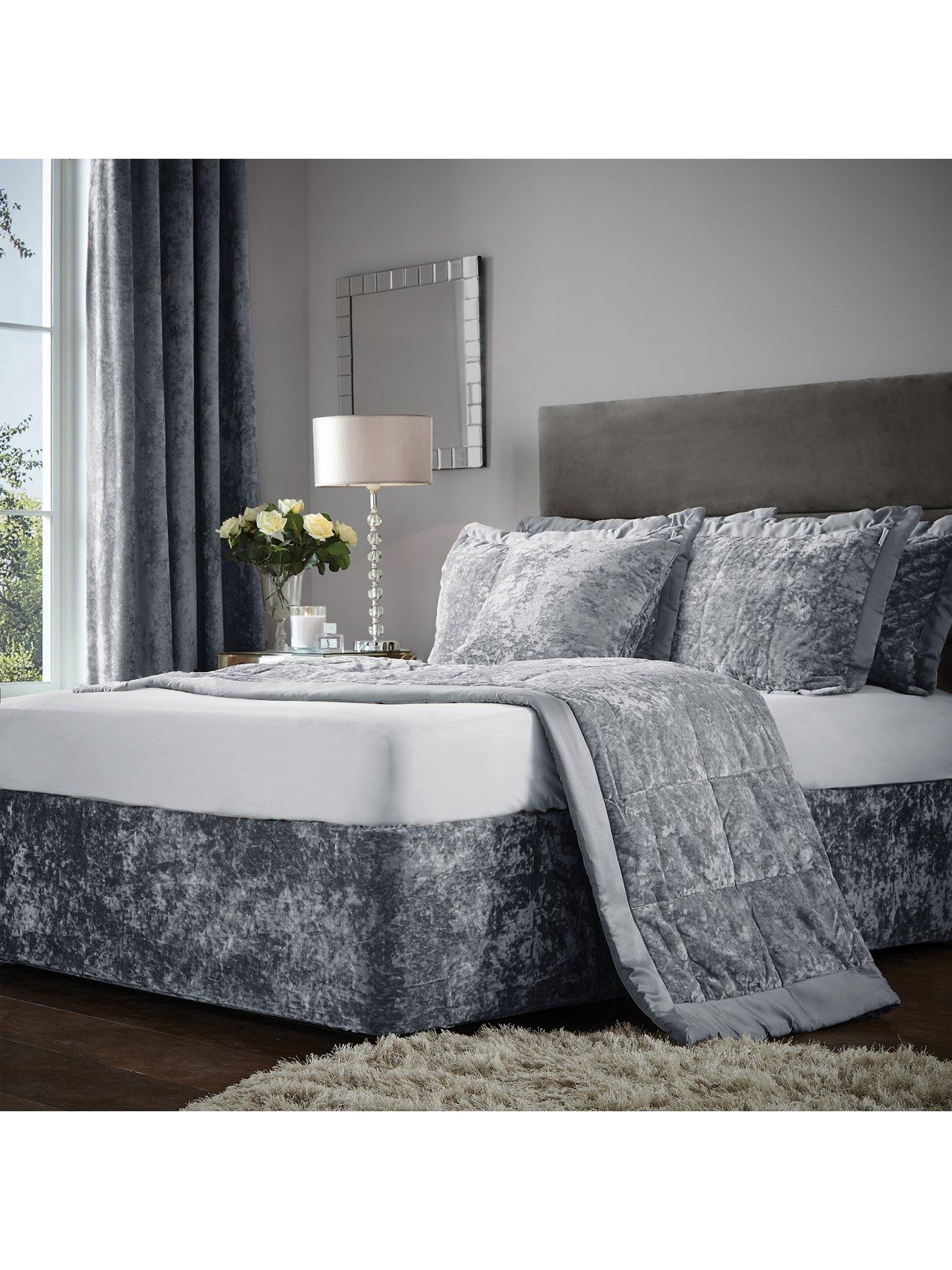 Image 5 of 6 of Catherine Lansfield Crushed Velvet Divan Base Wrap - Silver