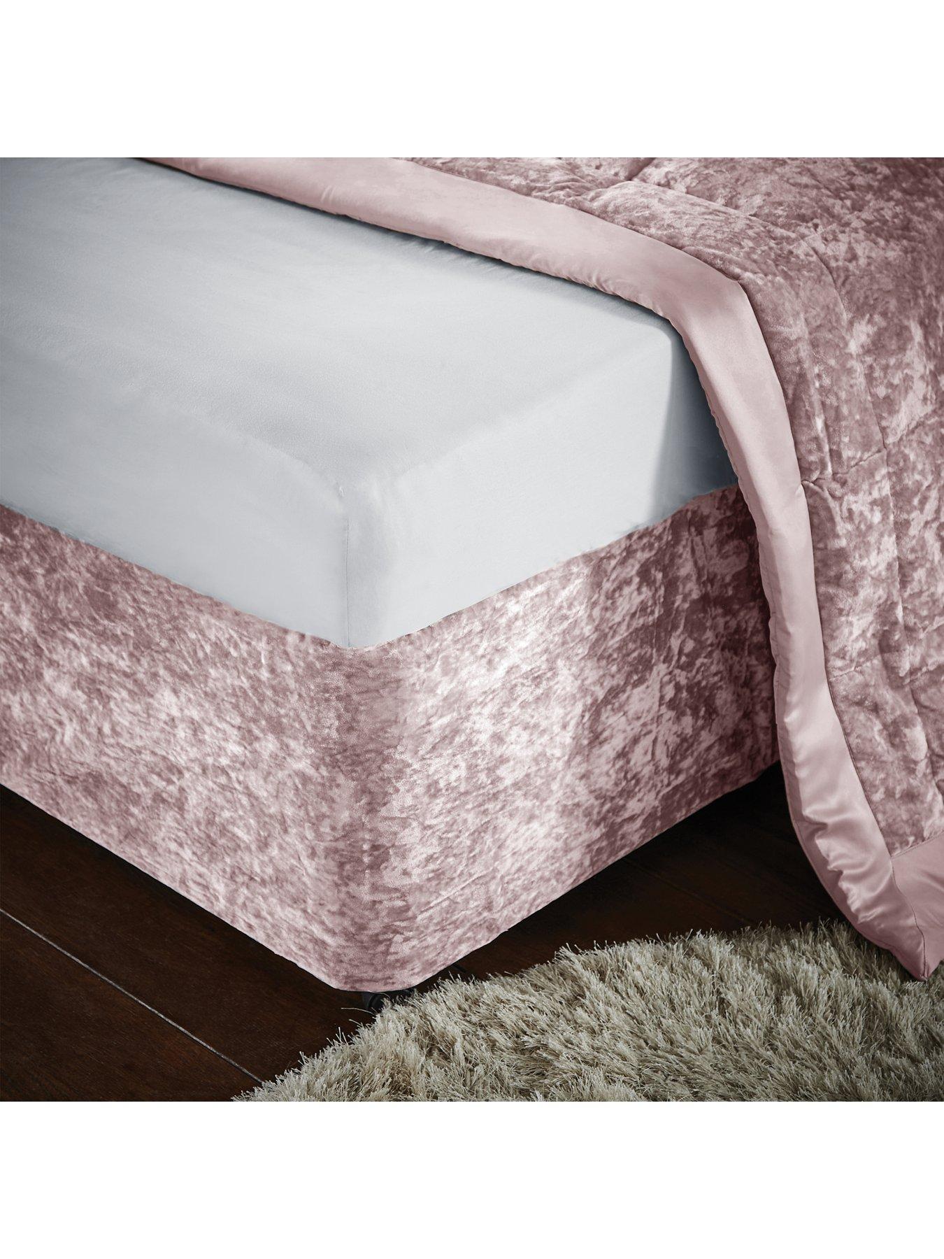 Image 1 of 6 of Catherine Lansfield Crushed Velvet Divan Base Wrap - Blush