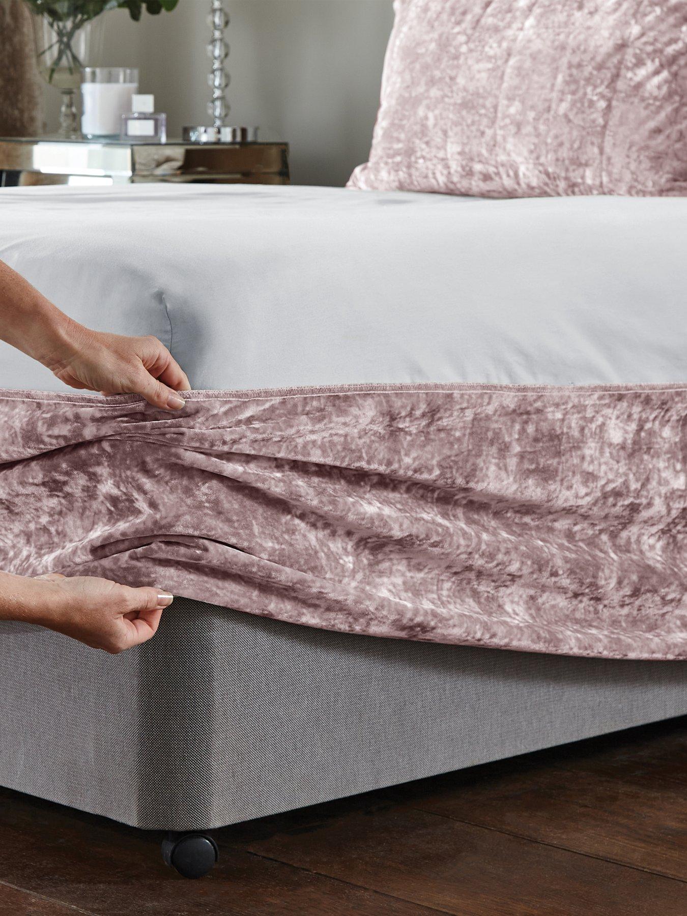 Image 4 of 6 of Catherine Lansfield Crushed Velvet Divan Base Wrap - Blush