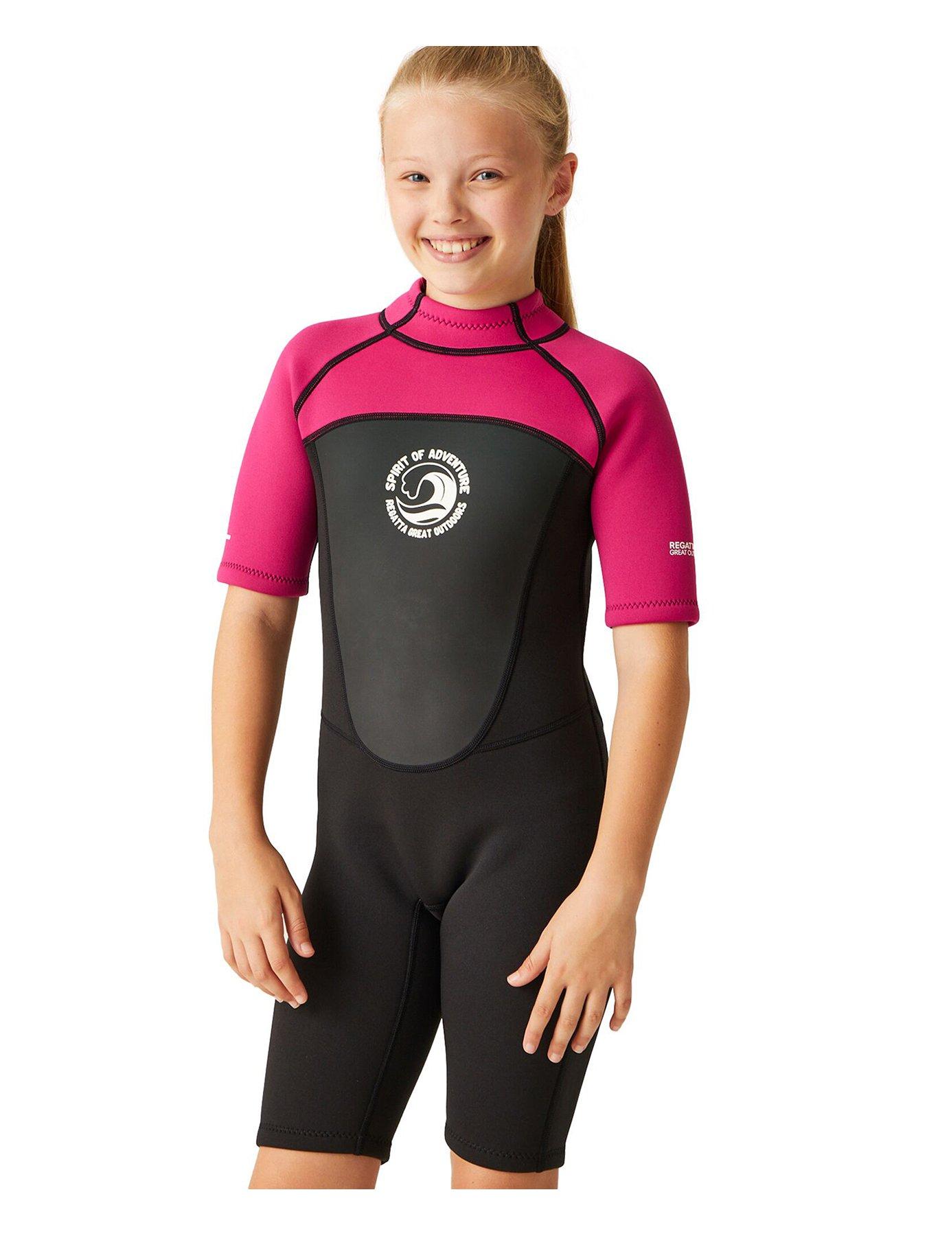 regatta-junior-girlsnbsp-shorty-surfingnbspwetsuit-blacknbsppink