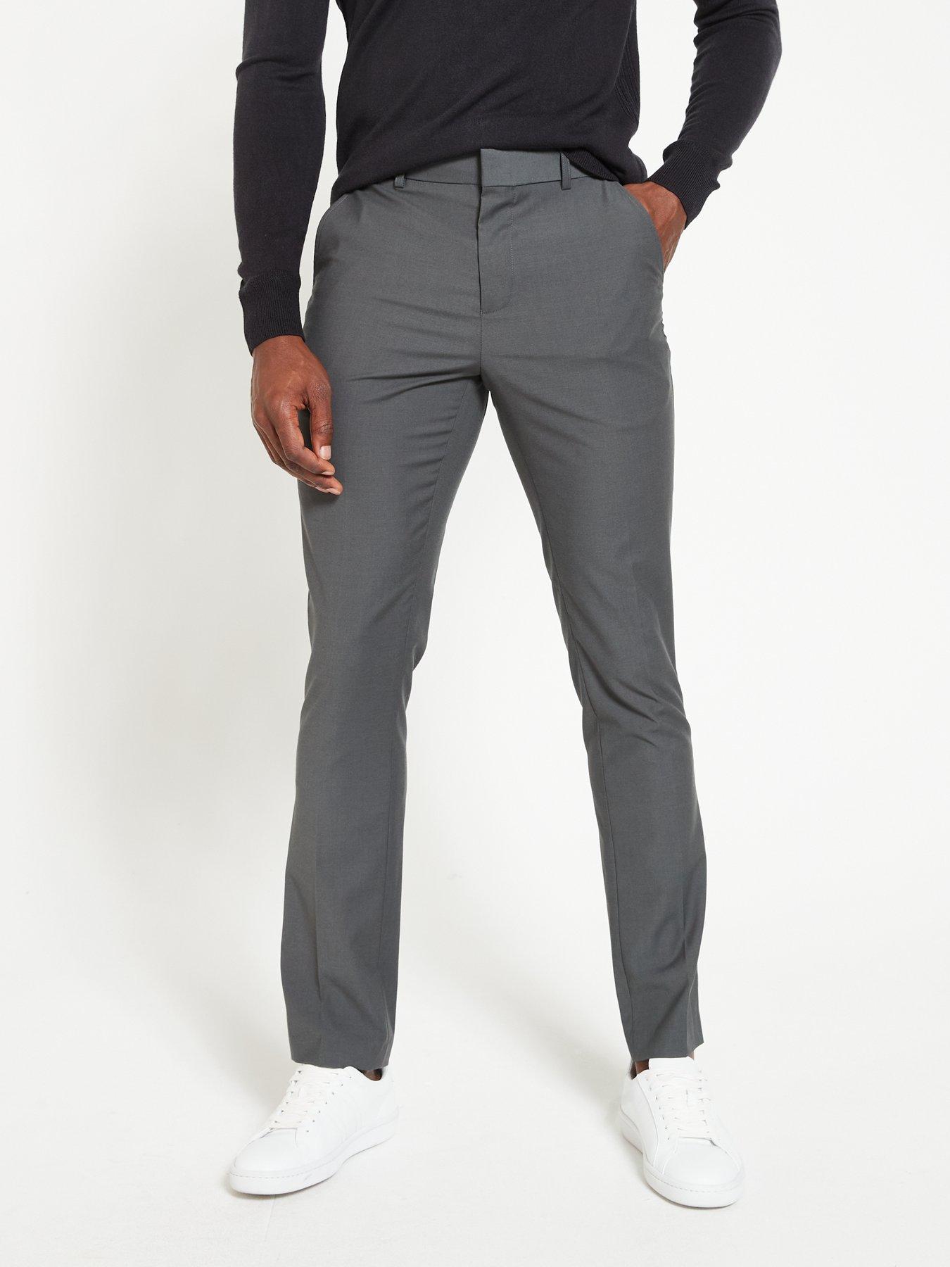 Slacks and Chinos Formal trousers River Island Big & Tall Grey Slim Fit Suit Trousers in Grey for Men Mens Clothing Trousers 