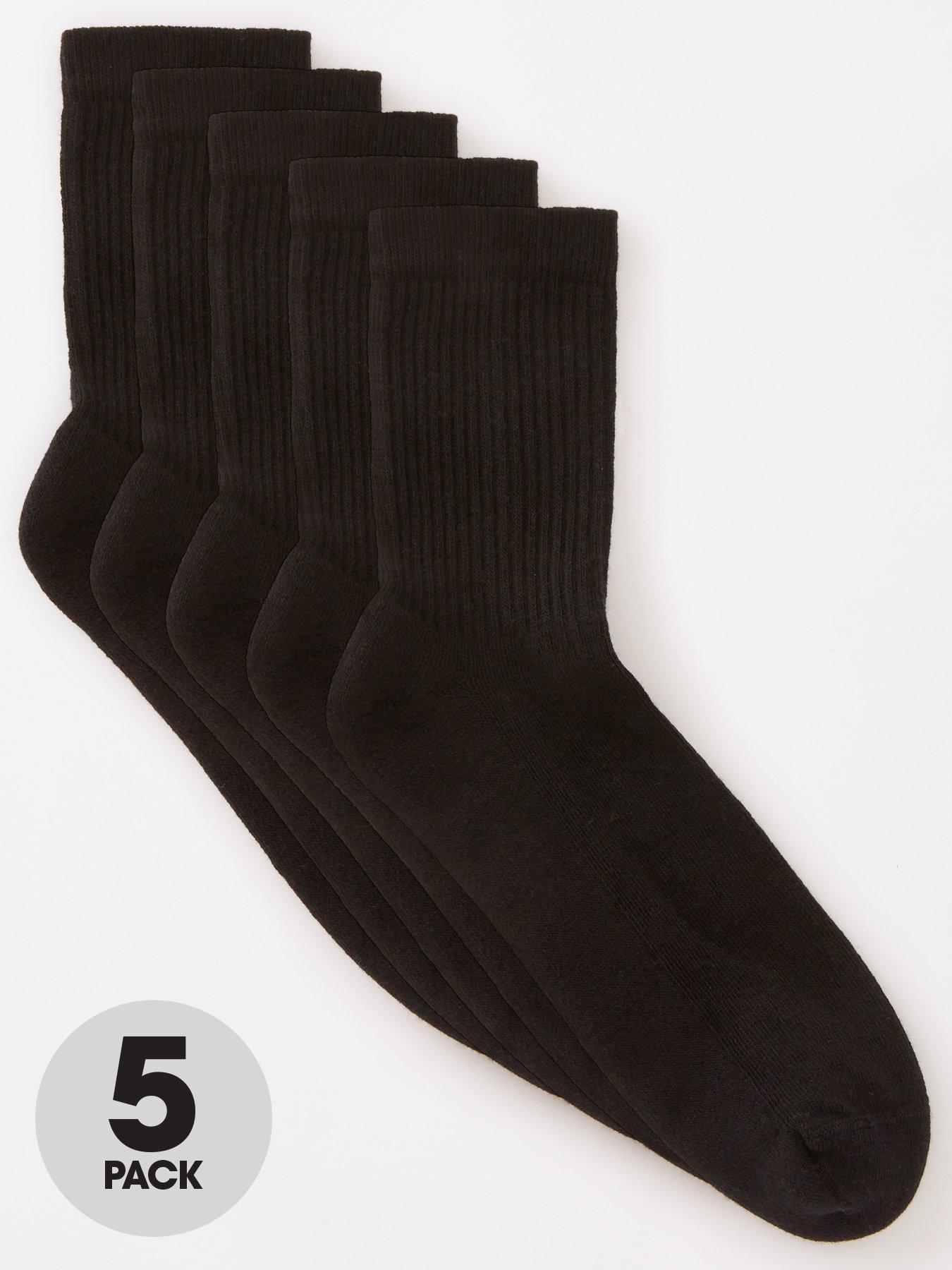 The Very Collection Unisex 5 Pack Black Sports Socks
