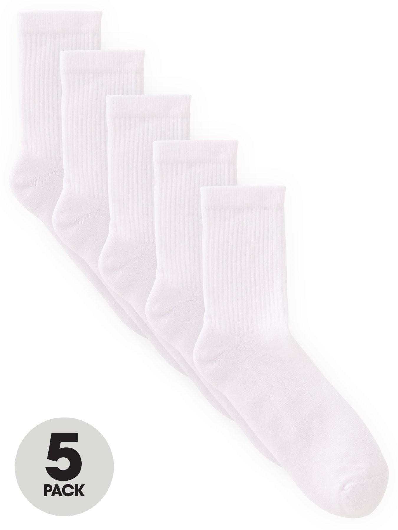 The Very Collection 5 Pack of Unisex White Sports Socks - White