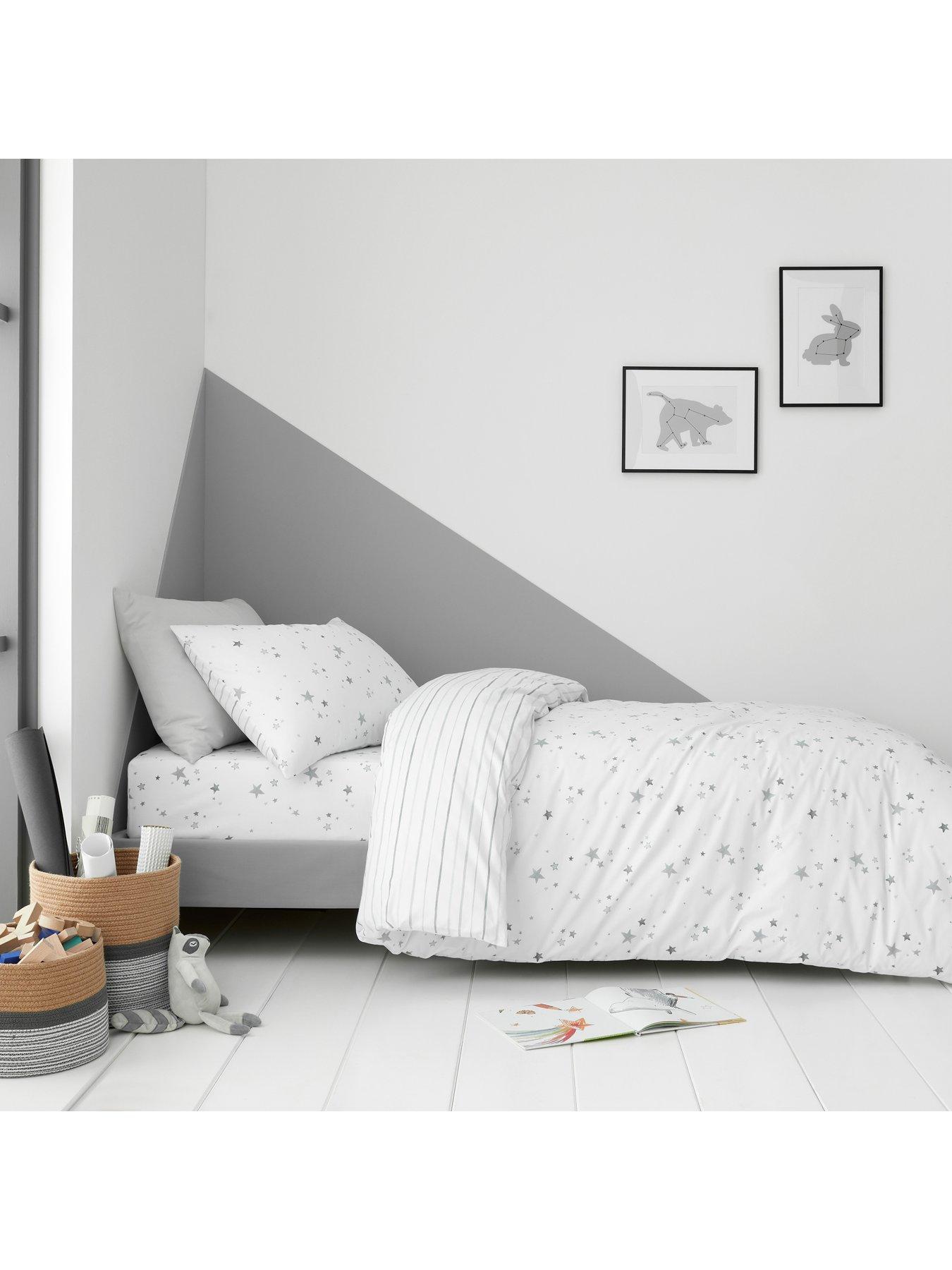 Image 1 of 6 of Little Bianca Grey Stars 100% Cotton Duvet Set