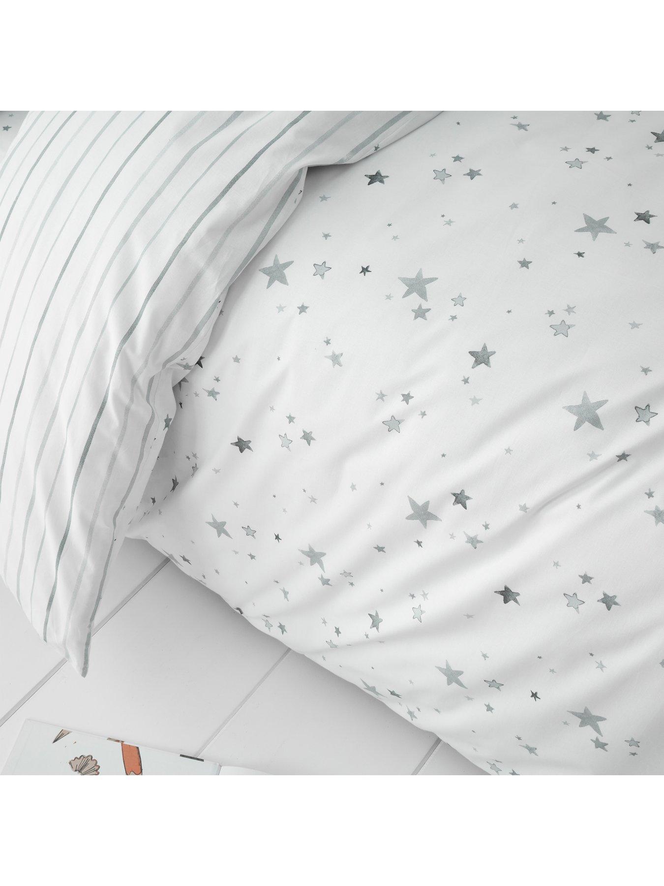Image 4 of 6 of Little Bianca Grey Stars 100% Cotton Duvet Set