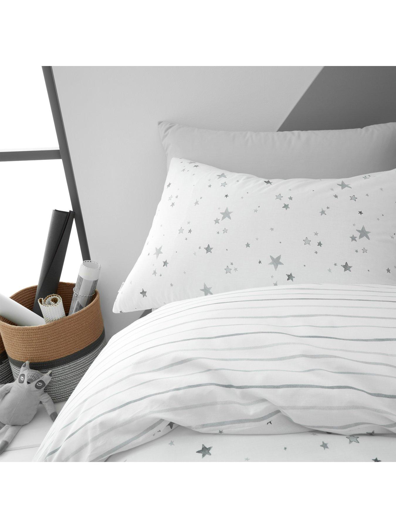 Image 5 of 6 of Little Bianca Grey Stars 100% Cotton Duvet Set