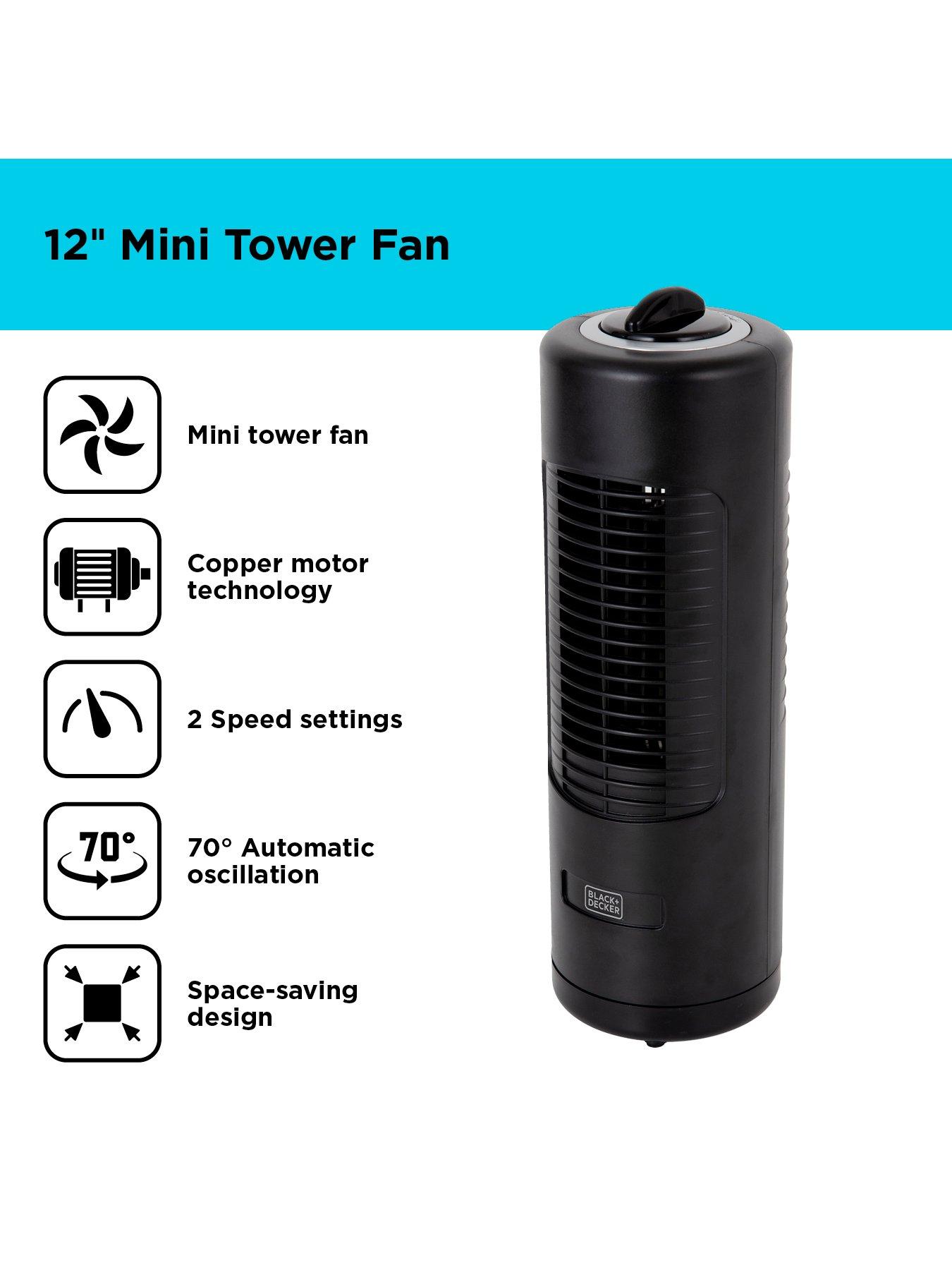 black-decker-low-noise-mini-tower-fan-with-2-speeds-12-inchnbsp18w-blacknbspbxft50003gbstillFront