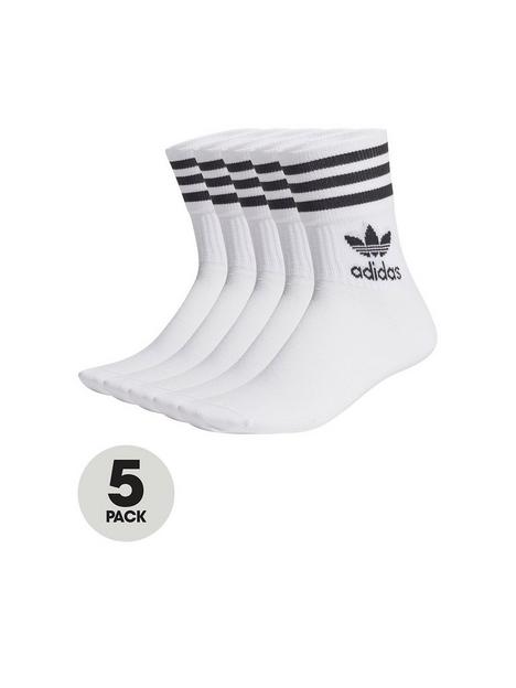 adidas-originals-5-pack-ofnbspmid-cut-stripe-crew-socks-white