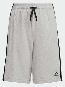 adidas-boys-3-stripe-shorts-greyblack