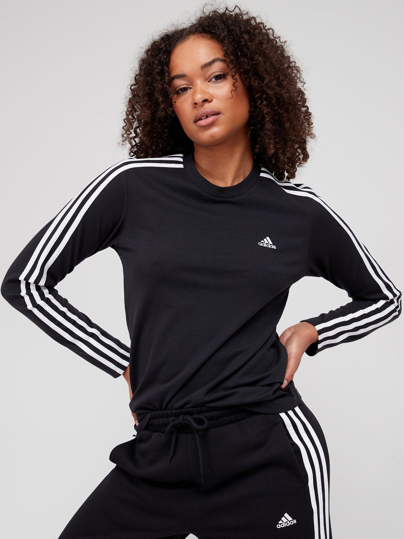 adidas-sportswear-essentials-3-stripes-long-sleeve-top-blackwhite