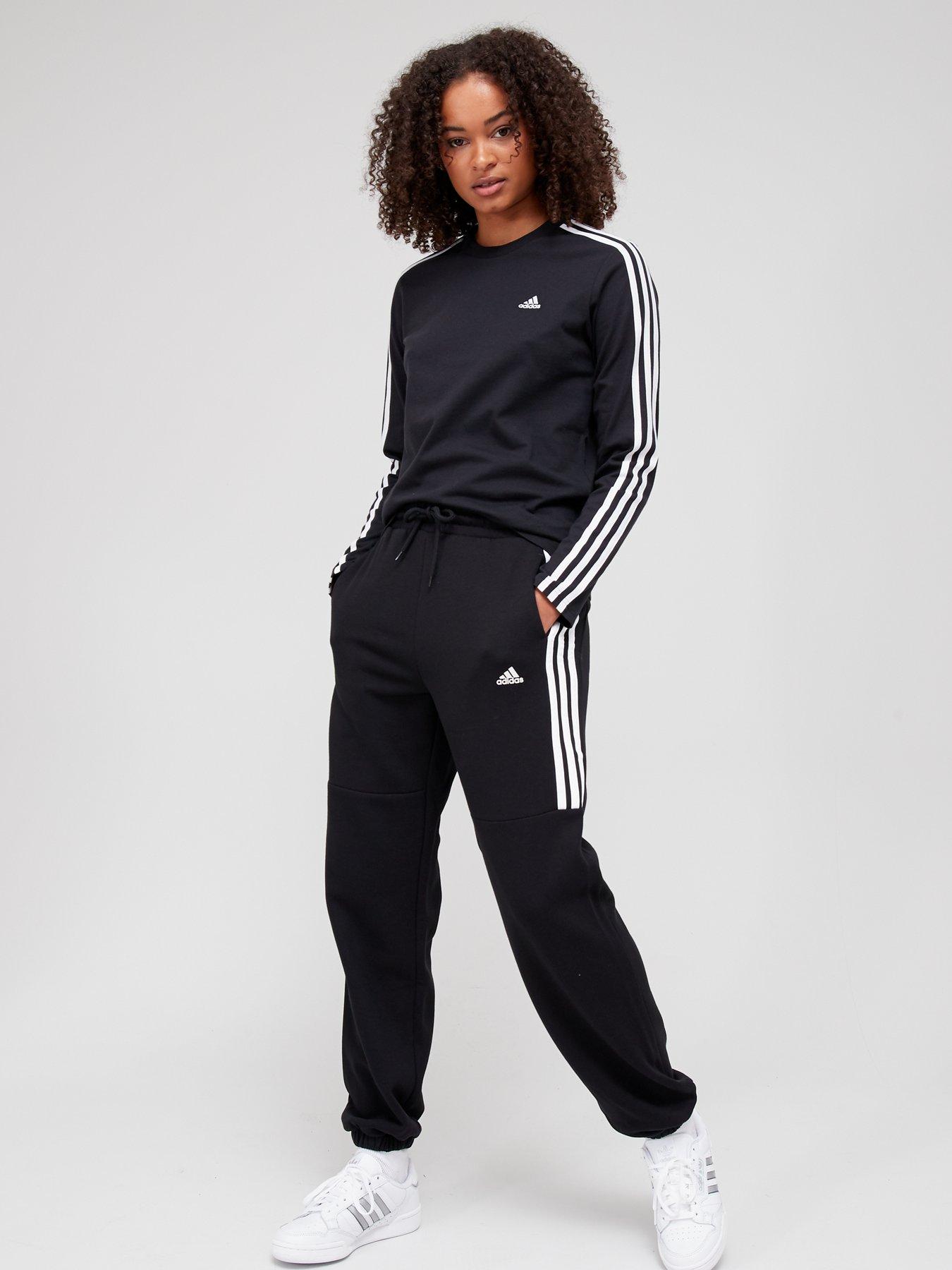 adidas-sportswear-essentials-3-stripes-long-sleeve-top-blackwhiteback