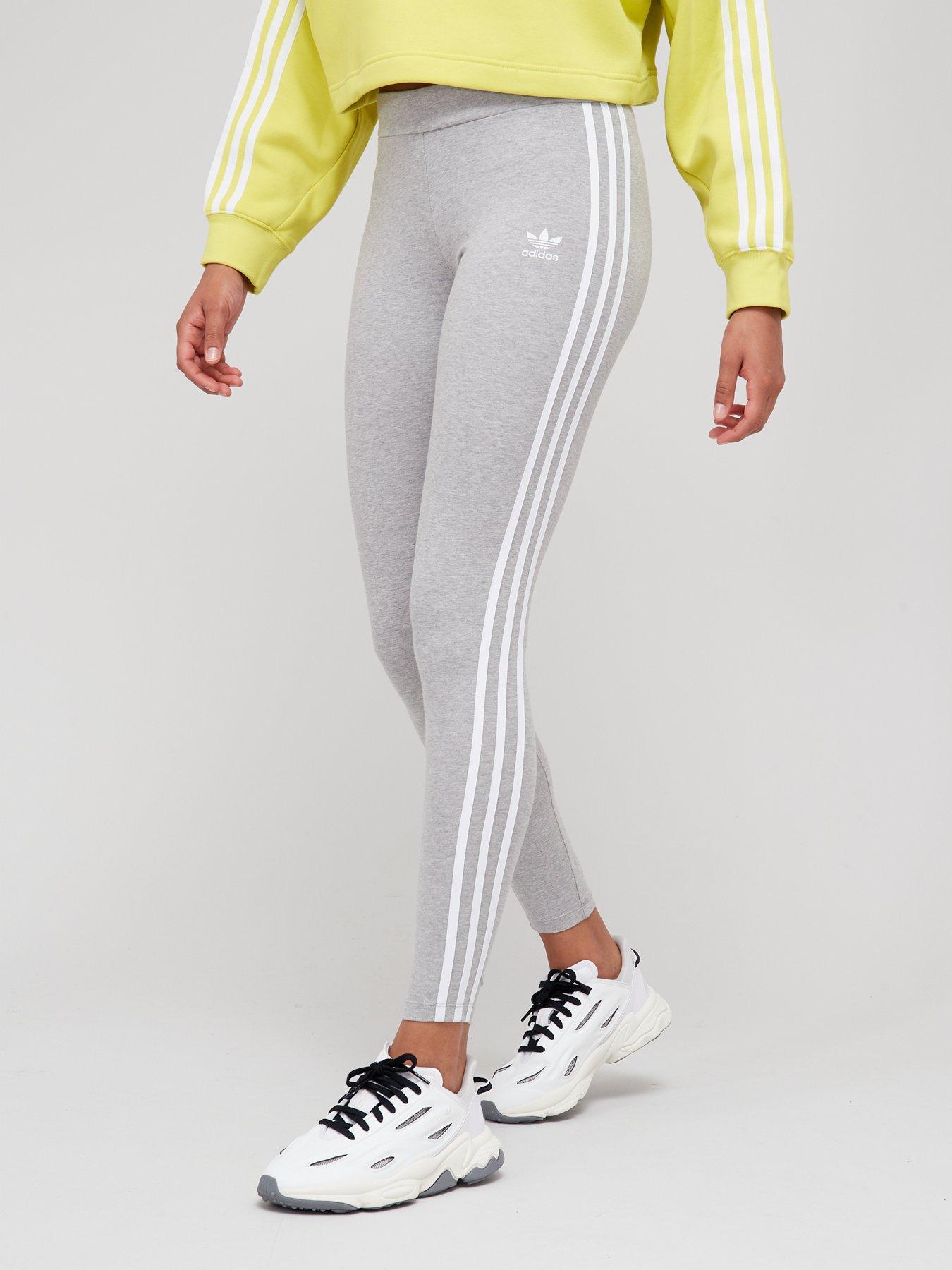 adidas grey three stripe leggings