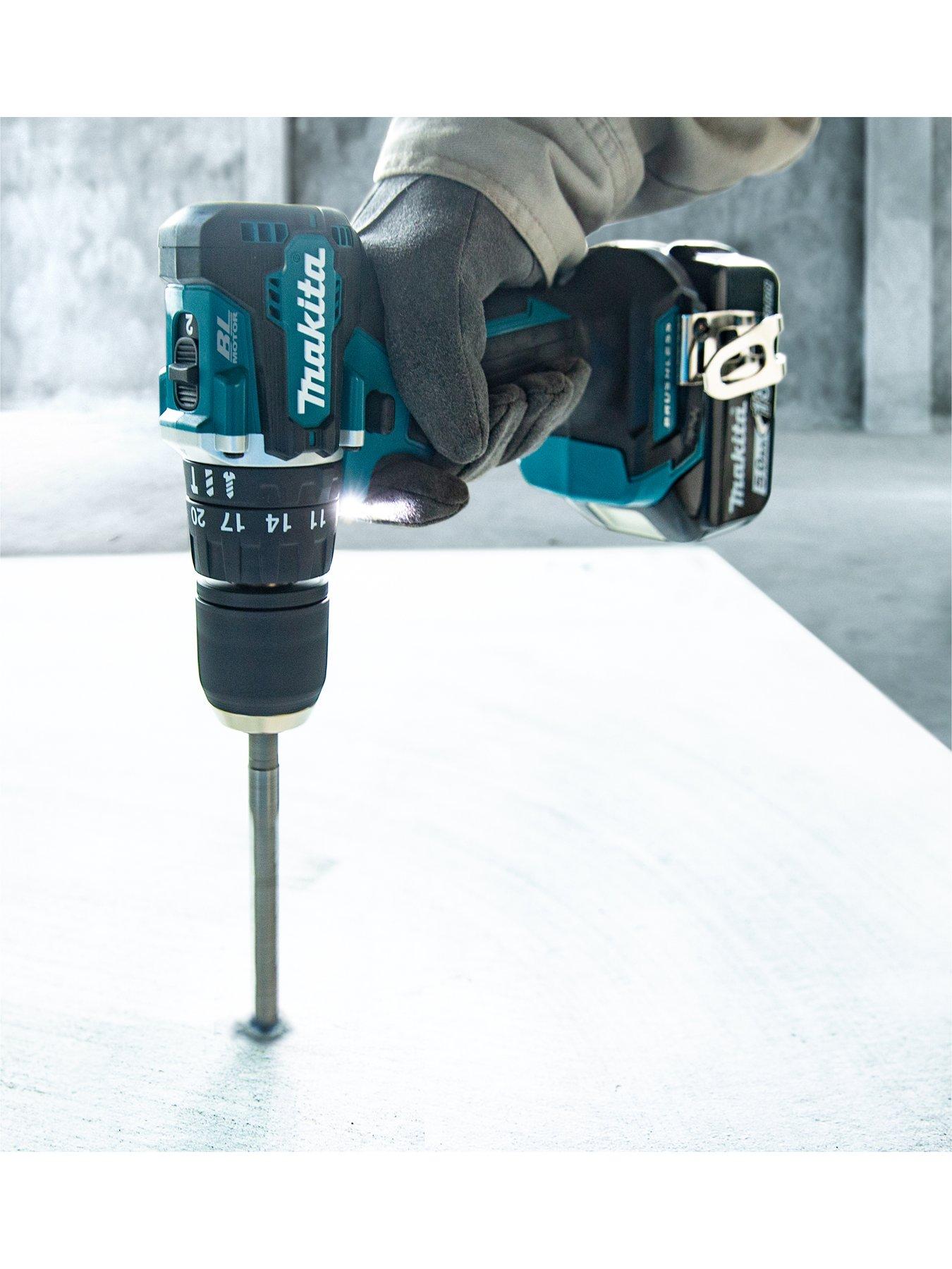 makita-18v-lxt-brushless-cordlessnbspcombi-drill-with-2x-5ah-batteries-fast-charger-amp-makpac-type-2-carry-casestillFront