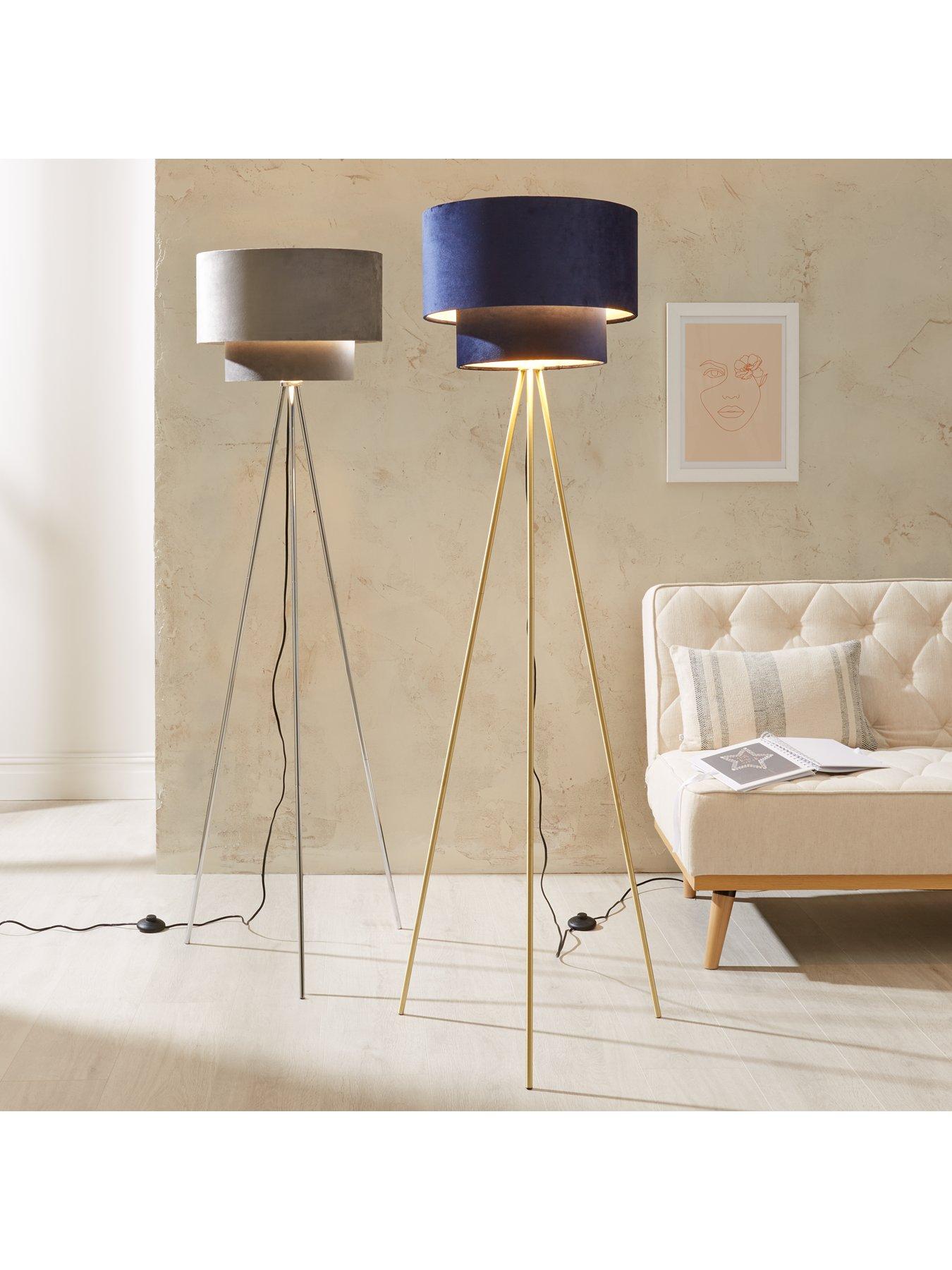 Image 2 of 5 of The Very Collection Tia Two Tiered Floor Lamp - Navy/Brass