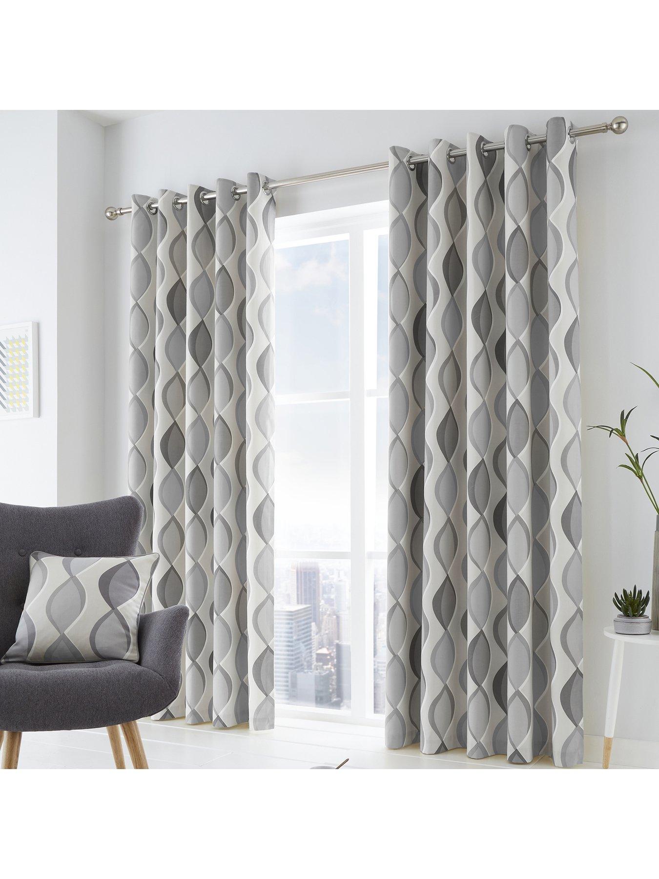 Melville Woven Texture Eyelet Curtains Grey – Ideal