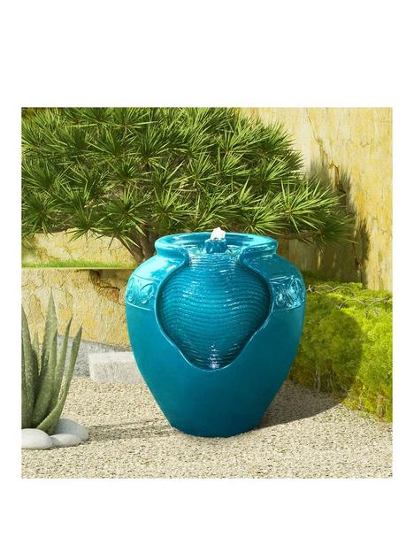 teamson-home-water-fountain-indoor-conservatory-garden-teal-with-lights-yg0037az-uk
