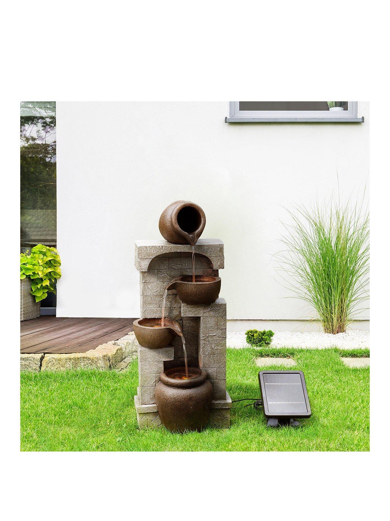 Image of Teamson Home Peaktop Solar Power Water Fountain Garden Bronze Ornament